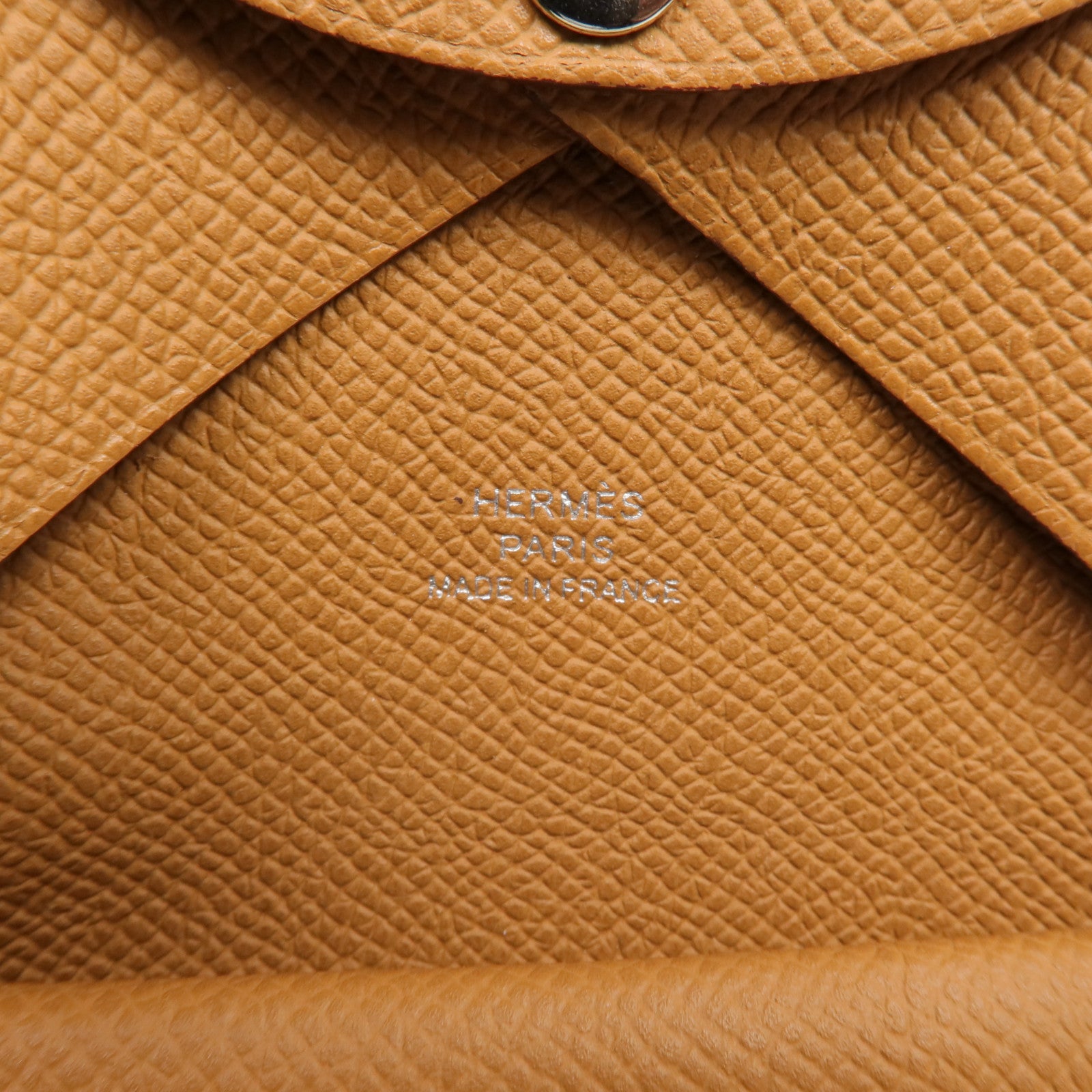 HERMES Epsom皮革Calvi Duo卡片套Gold