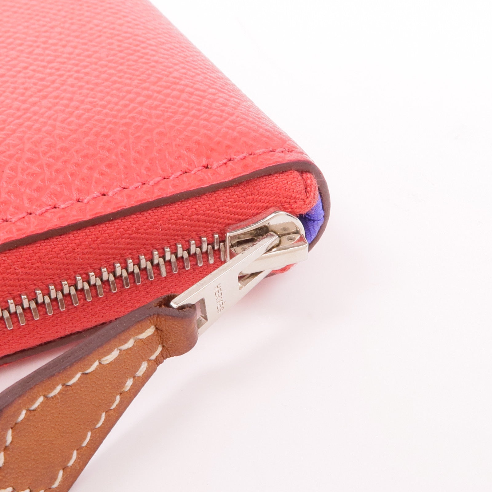 HERMES Epsom皮革Silk In Wallet銀扣錢包Bougainvillier