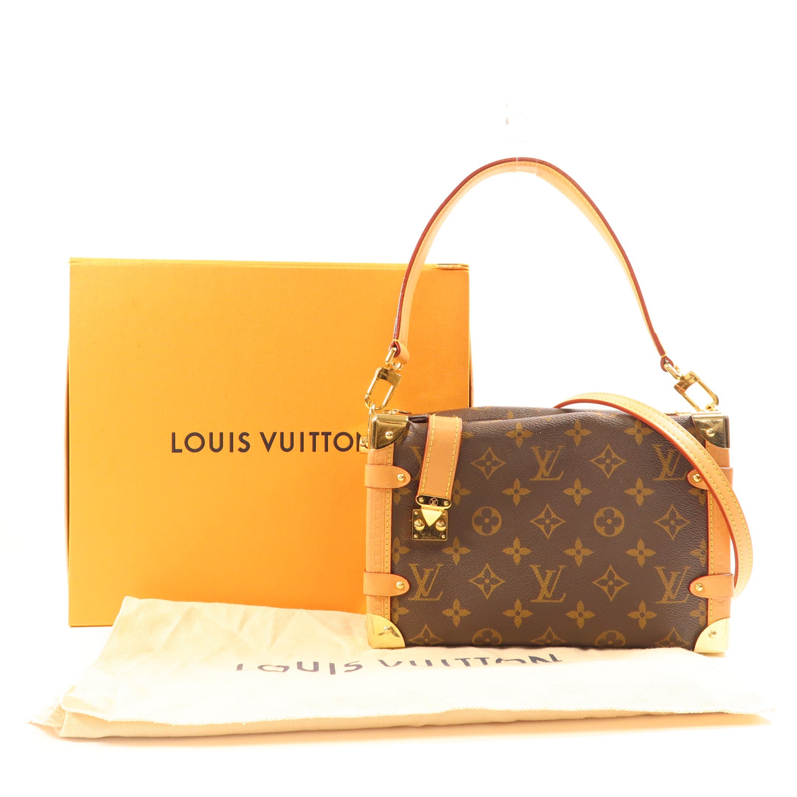 LOUIS VUITTON Monogram Side Trunk金扣手挽肩背兩用袋