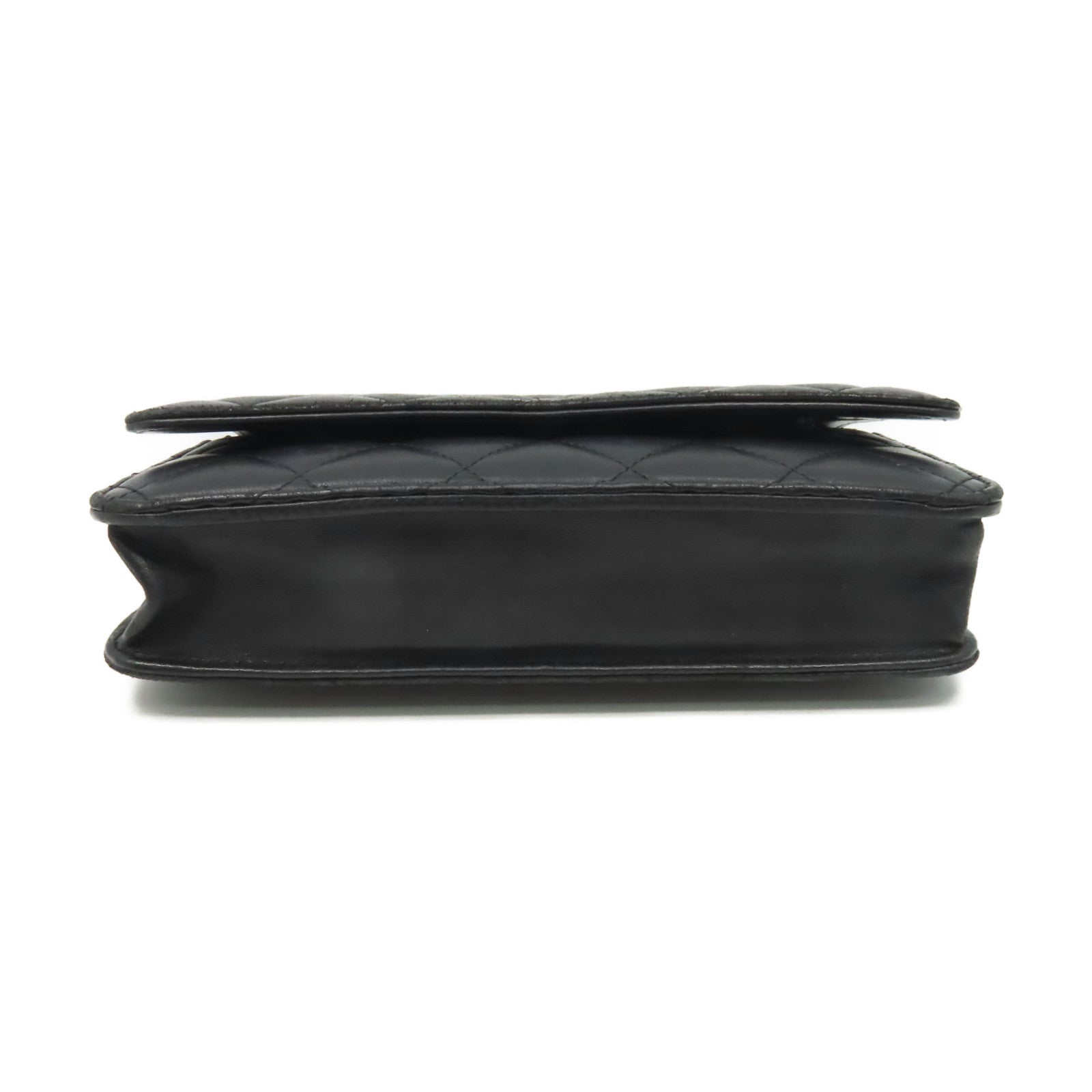 CHANEL 【激減優惠】菱格羊皮皮革WOC Wallet On Chain Shoulder Bag銀扣鏈帶肩背袋黑色