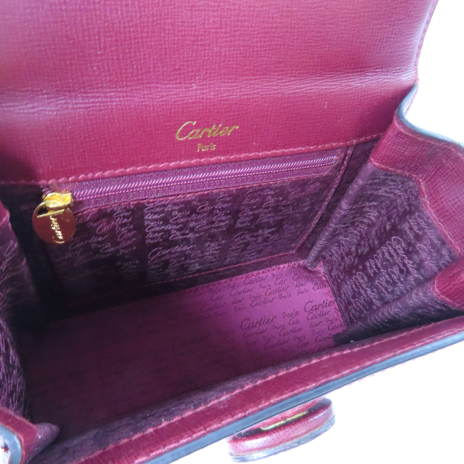 CARTIER 牛皮皮革Hand Bag金扣手挽袋紅色