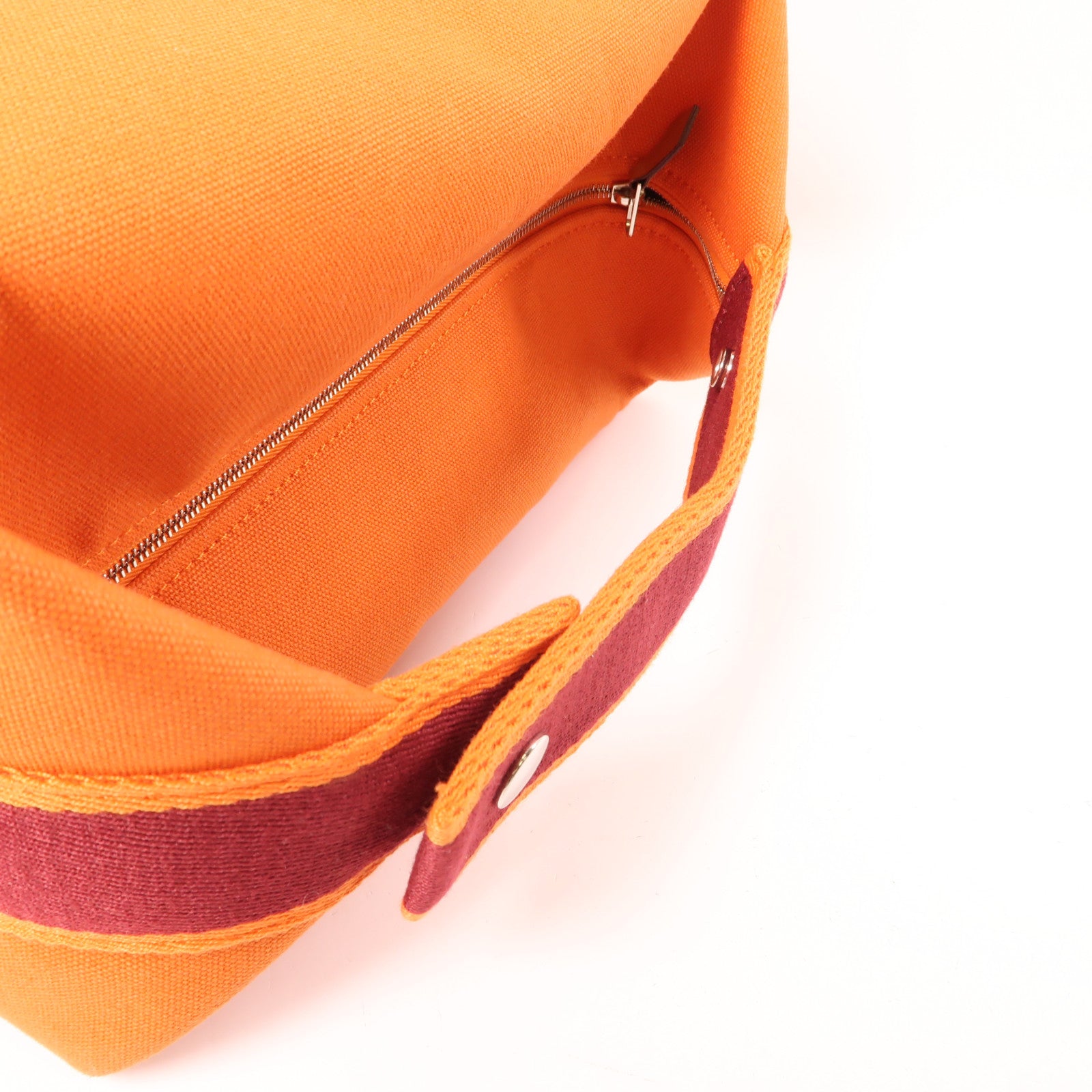 HERMES 帆布Bride-a-Brac Case銀扣手挽袋橙色