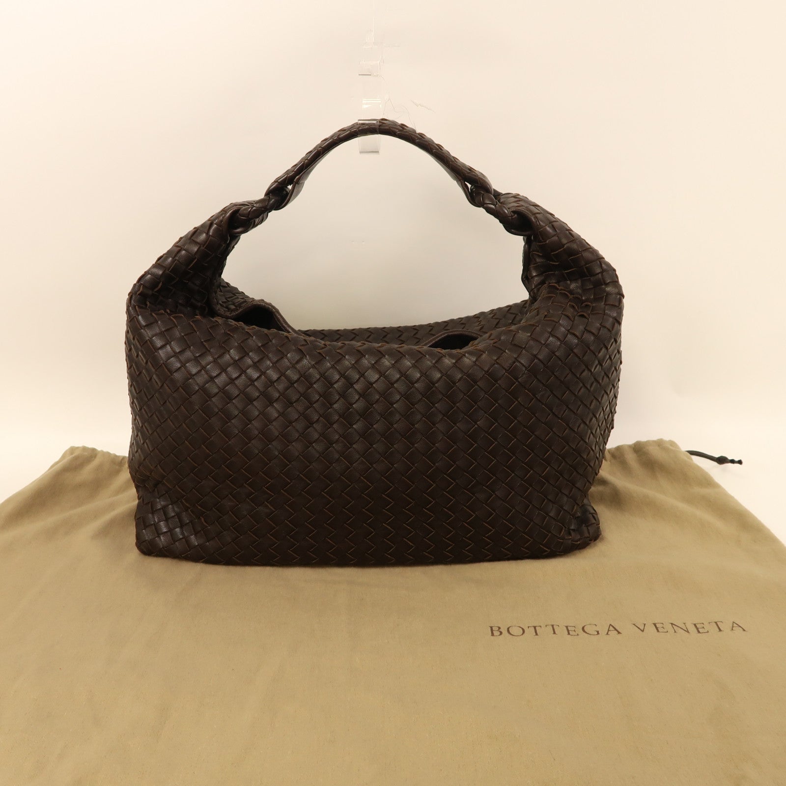 BOTTEGA VENETA 織紋皮革Shoulder Bag金扣肩背袋啡色