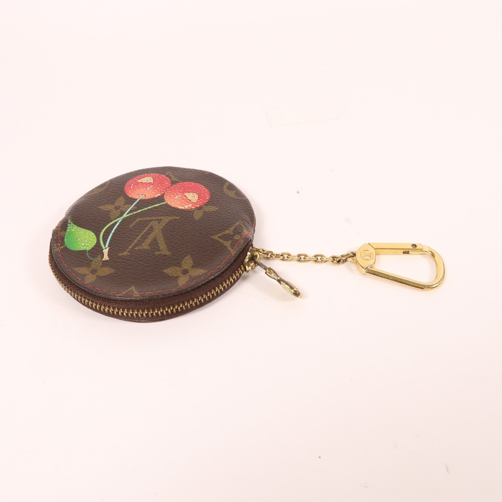 LOUIS VUITTON Monogram Cherry Coin Case金扣零錢包啡色/紅色
