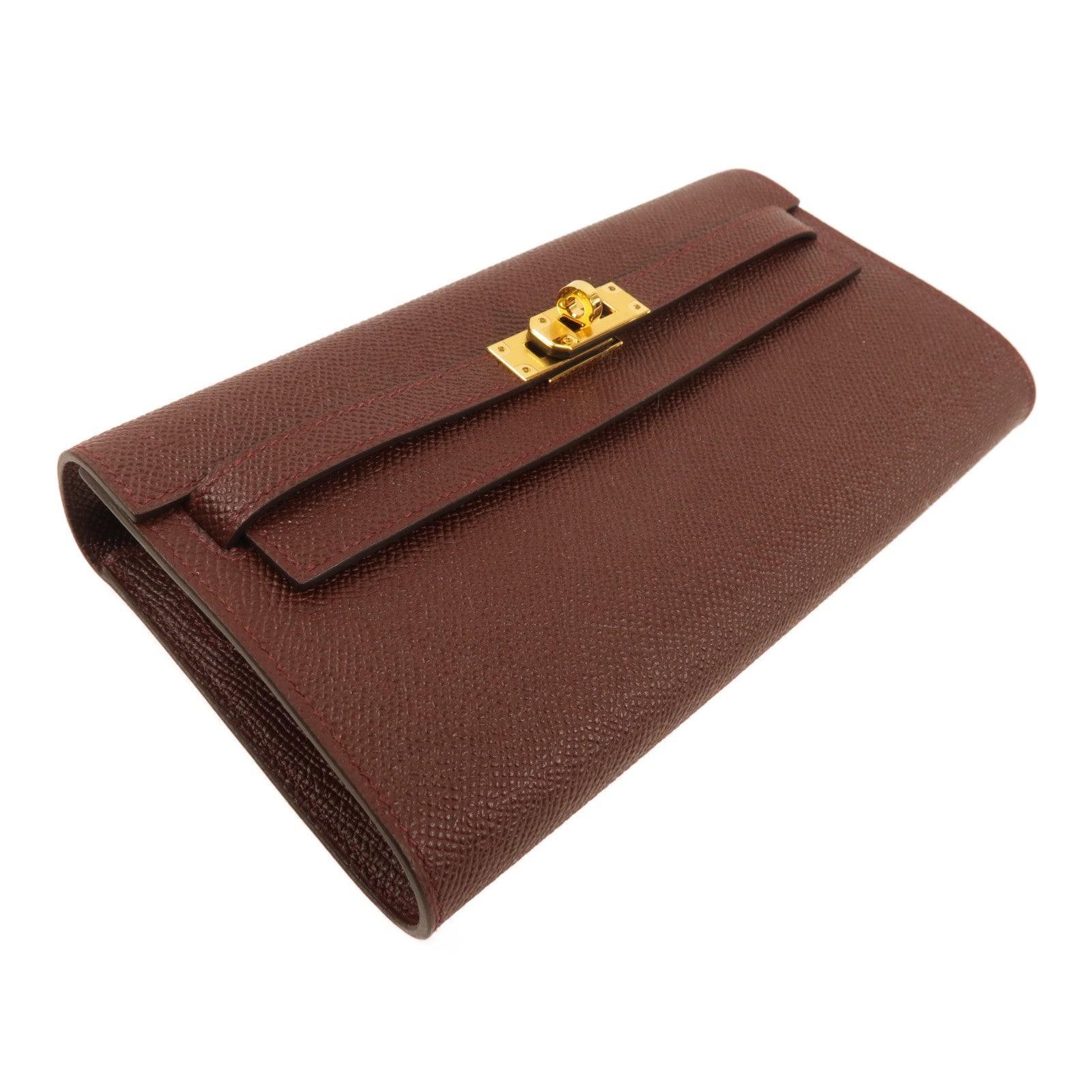 HERMES Epsom皮革Kelly To Go金扣肩背袋57/Bordeaux