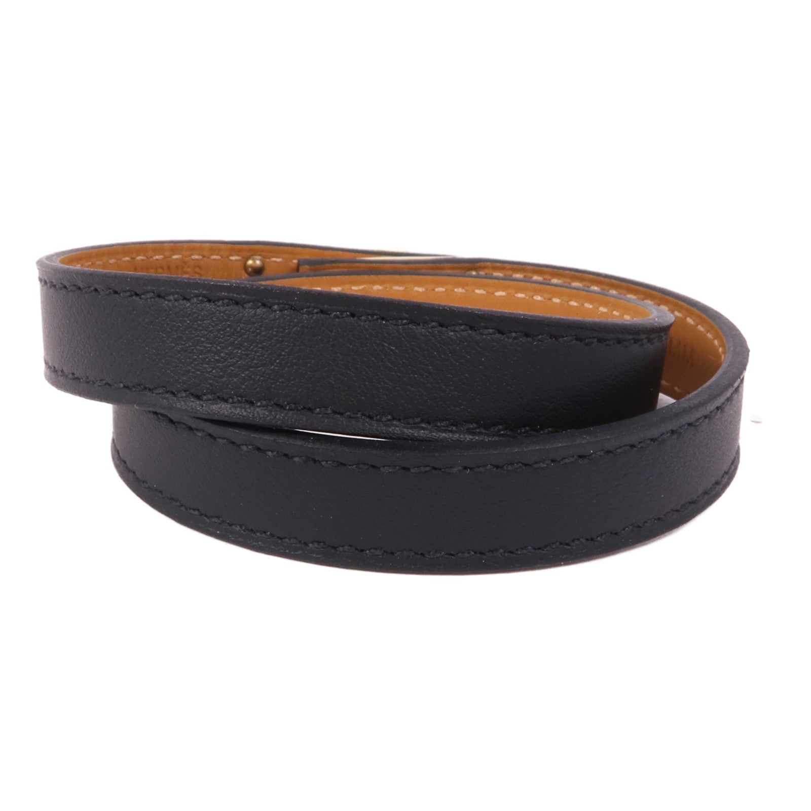 HERMES GHW Kelly Double Tour Bracelet Veau Swift Leather Noir Black