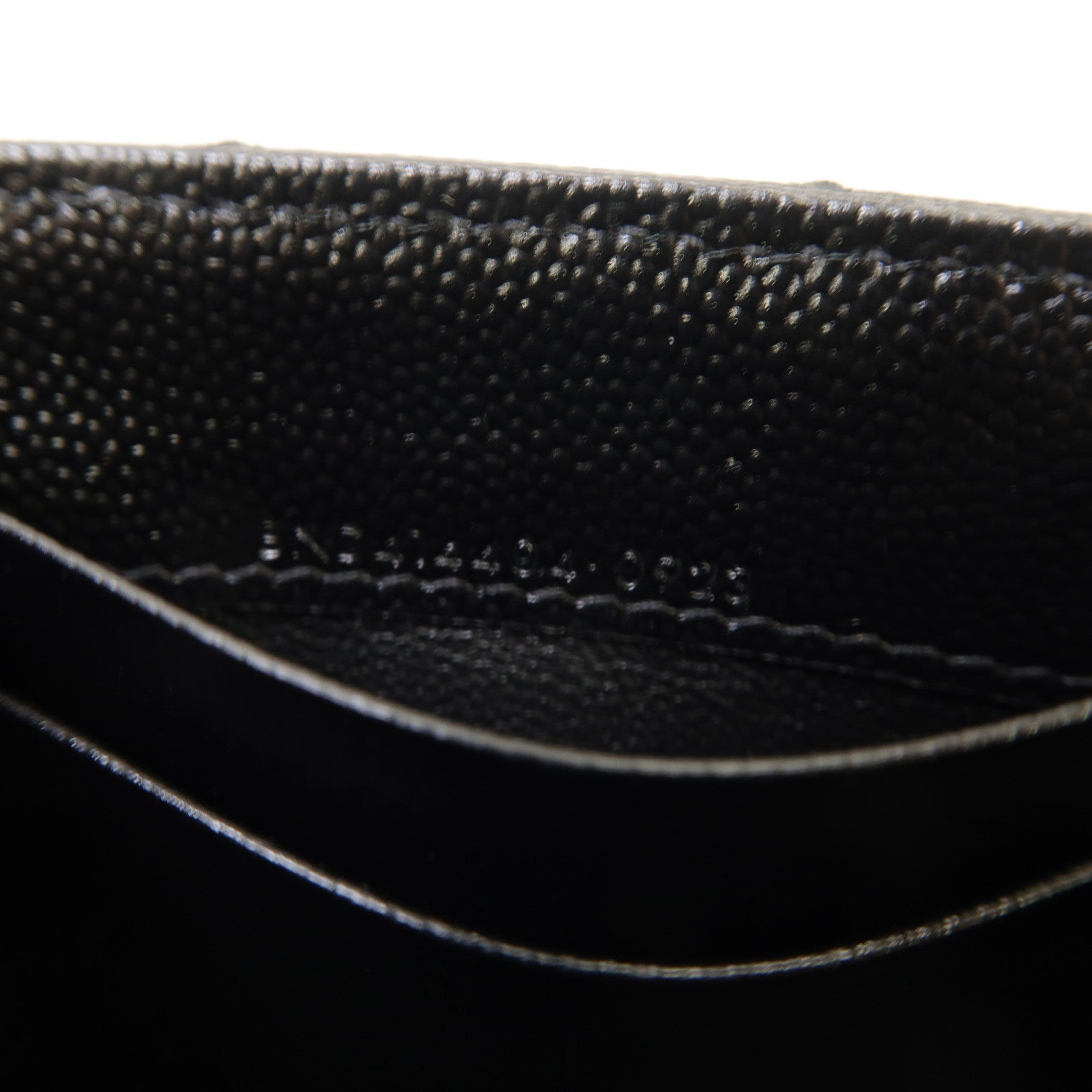 YVES SAINT LAURENT 斜紋牛皮皮革Card Case金扣卡片套黑色