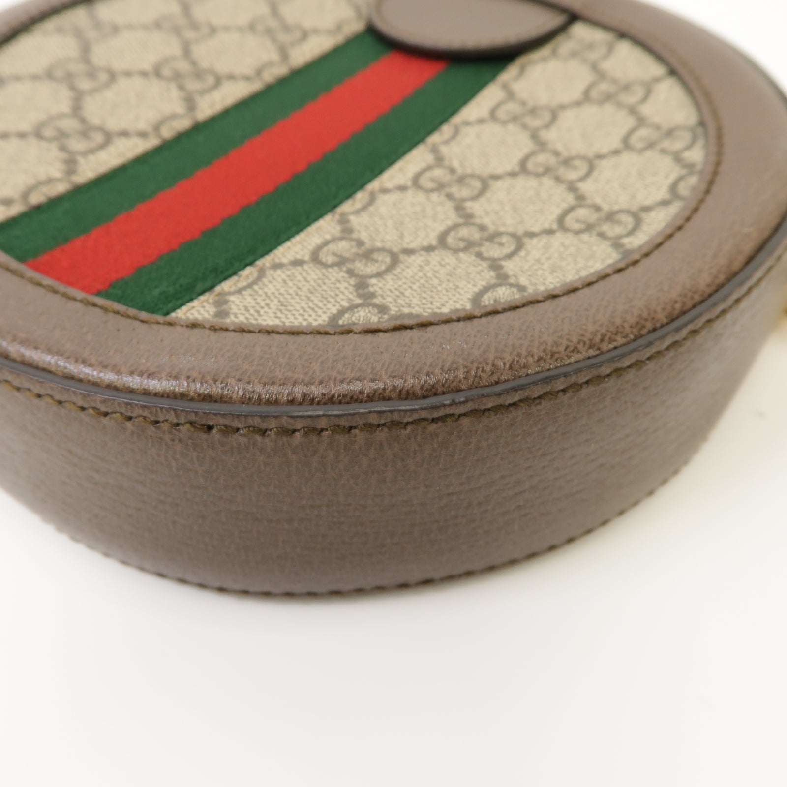 GUCCI 塗層帆布Ophidia GG Mini Shoulder Bag金扣鏈帶肩背袋棕色