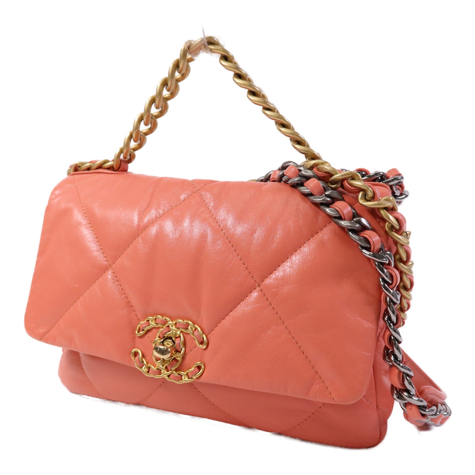 CHANEL 牛皮皮革C19 Small金扣手挽肩背兩用袋