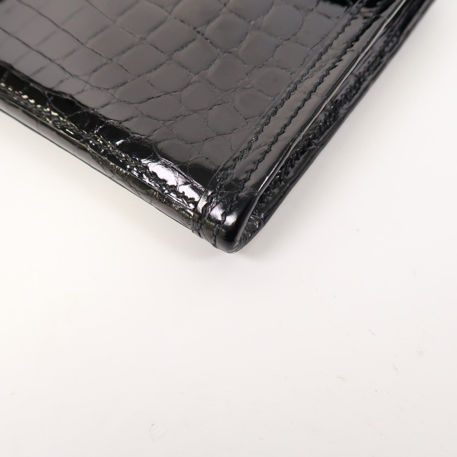 HERMES Croco Niloticus皮革Jije手拿包黑色