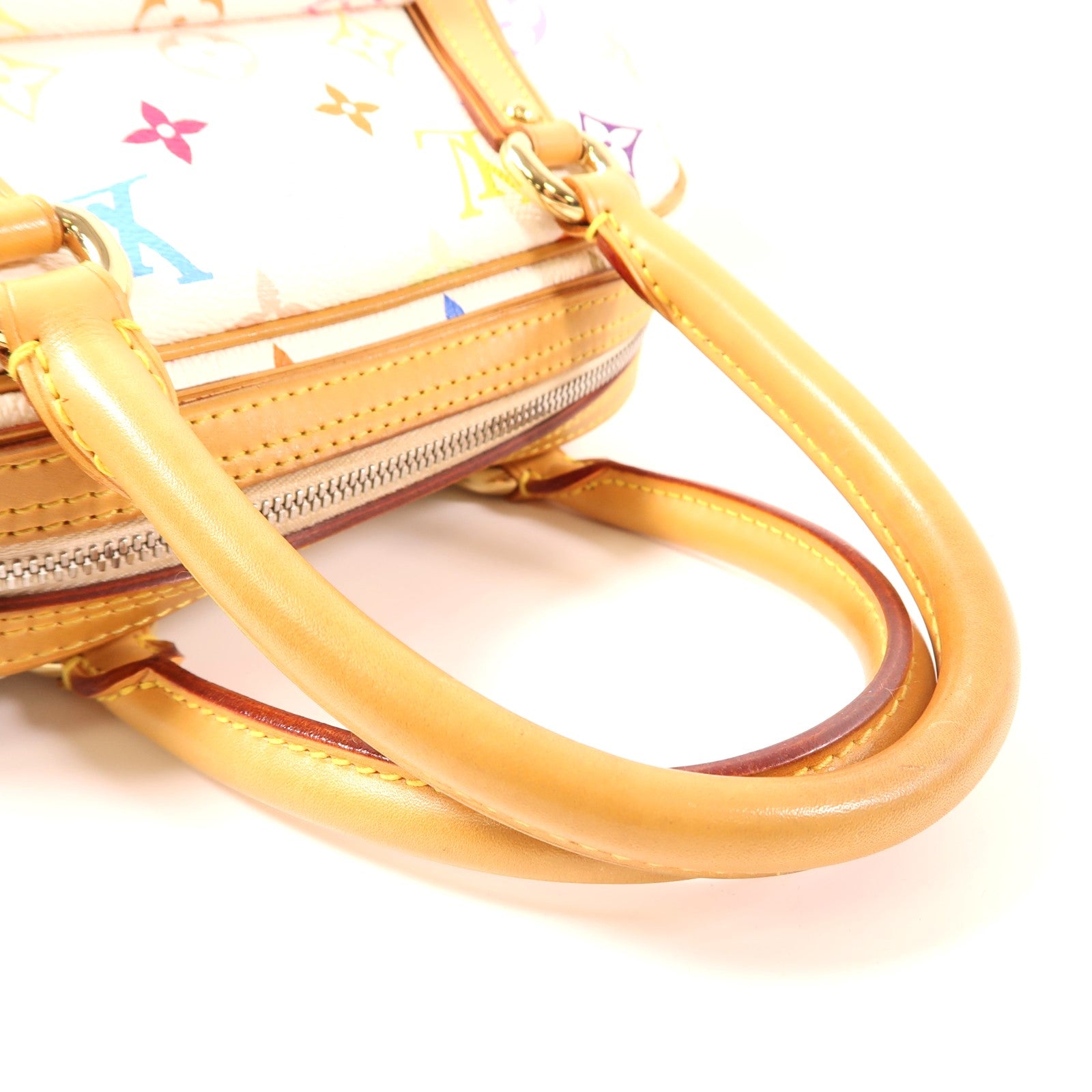 LOUIS VUITTON 塗層帆布Priscilla金扣手挽袋白色/彩色