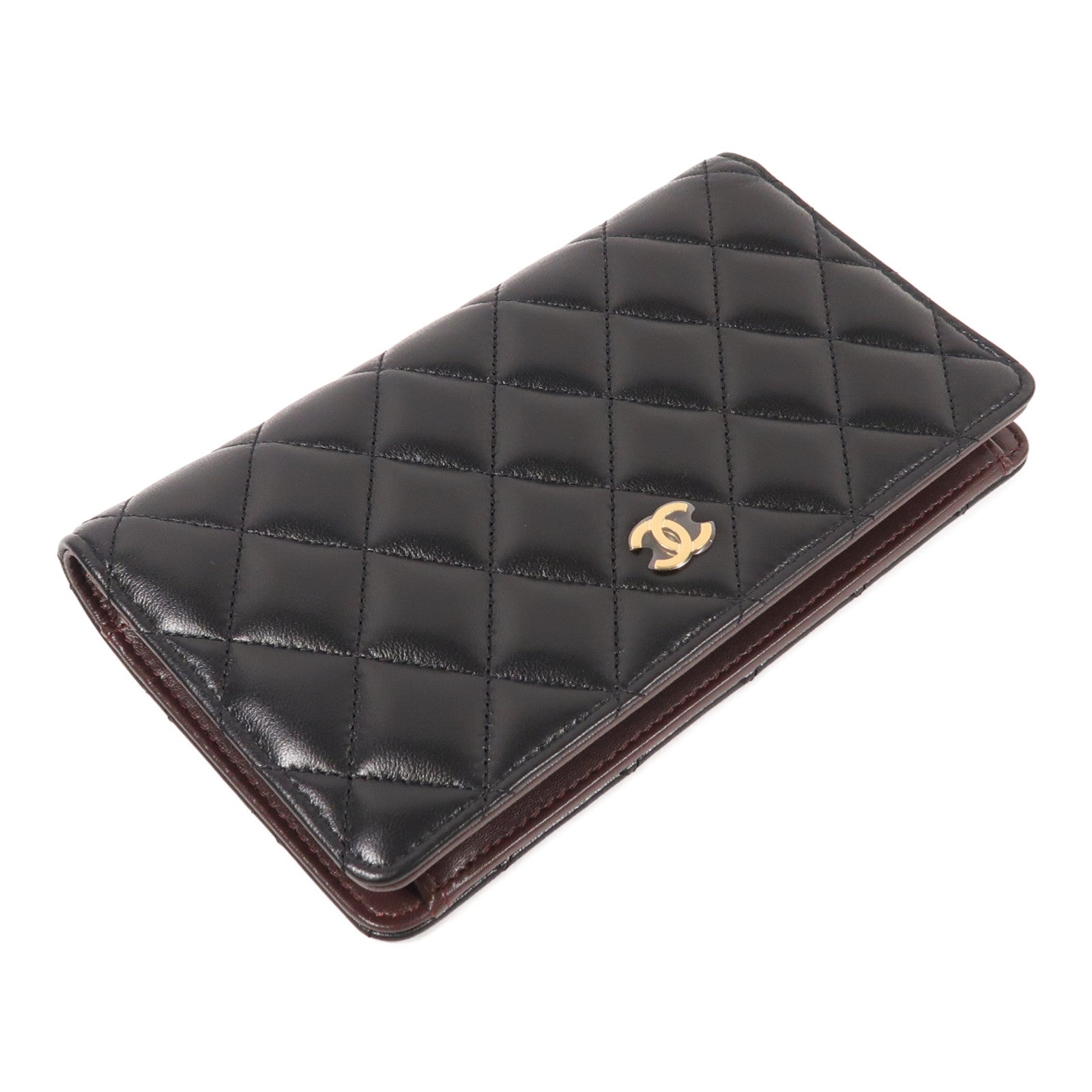 CHANEL 羊皮皮革Long Wallet金扣長錢包