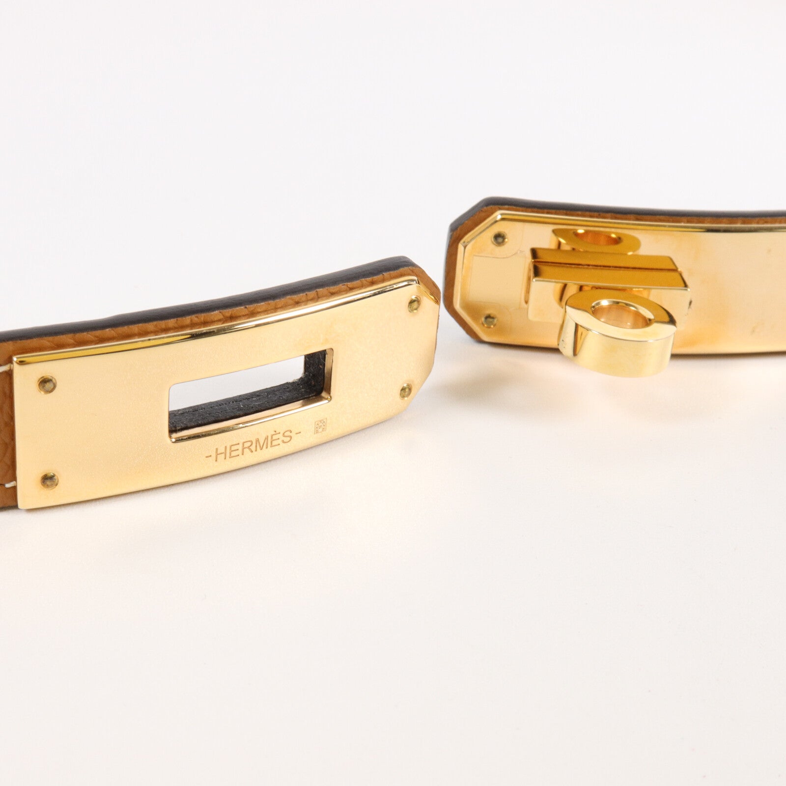 HERMES Epsom皮革Kelly 18 Belt皮帶Gold
