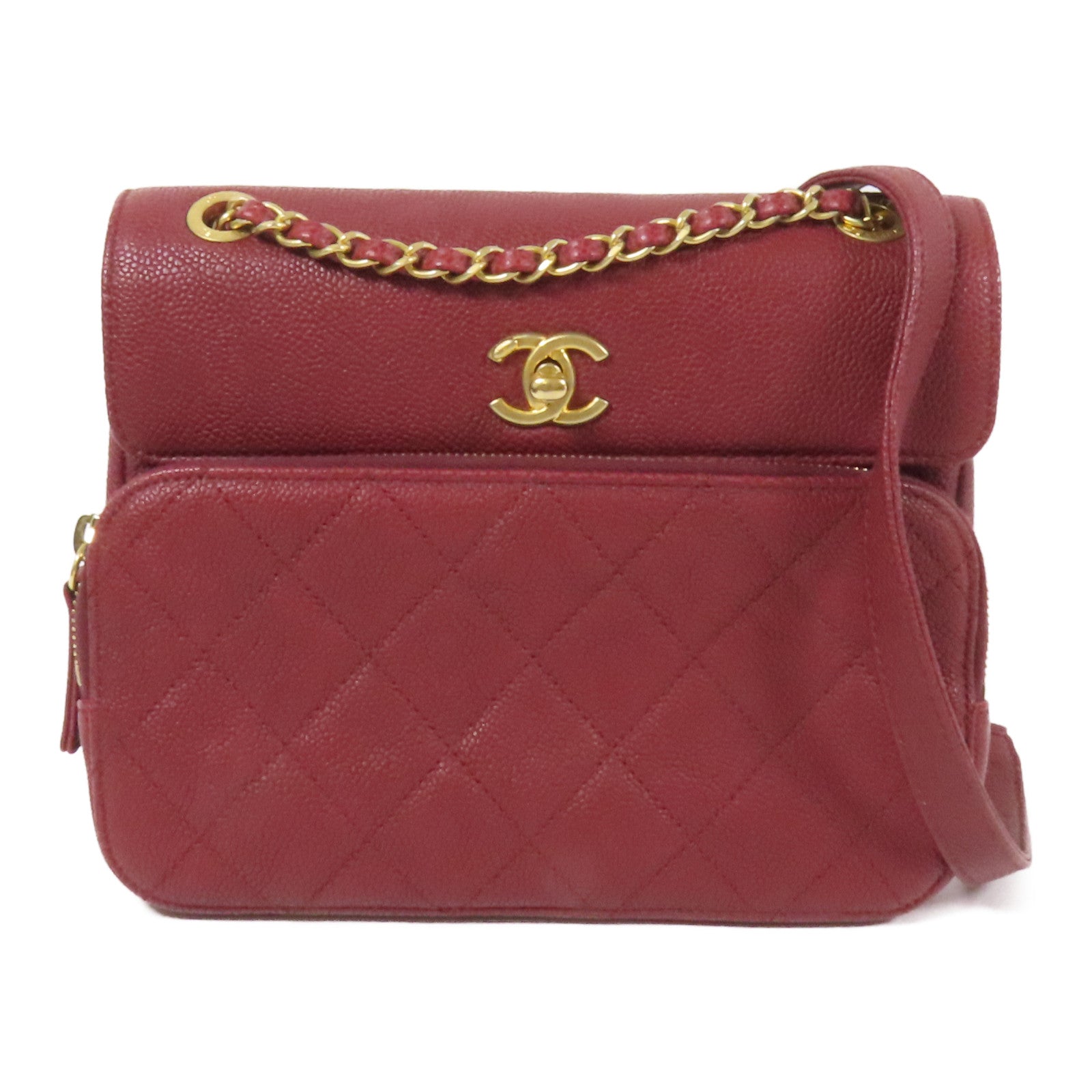 CHANEL 【激減優惠】牛皮皮革Chain Shoulder金扣鏈帶肩背袋