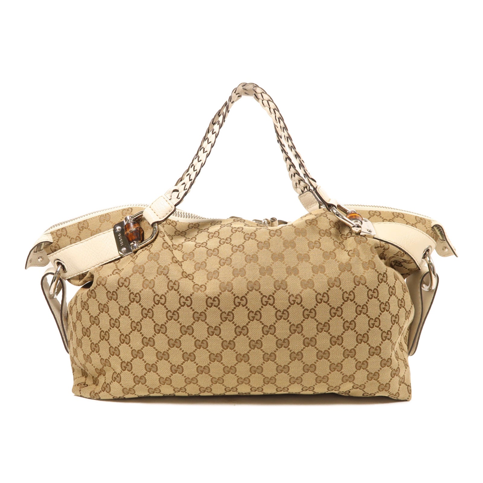 GUCCI 帆布Hand Bag銀扣手挽袋