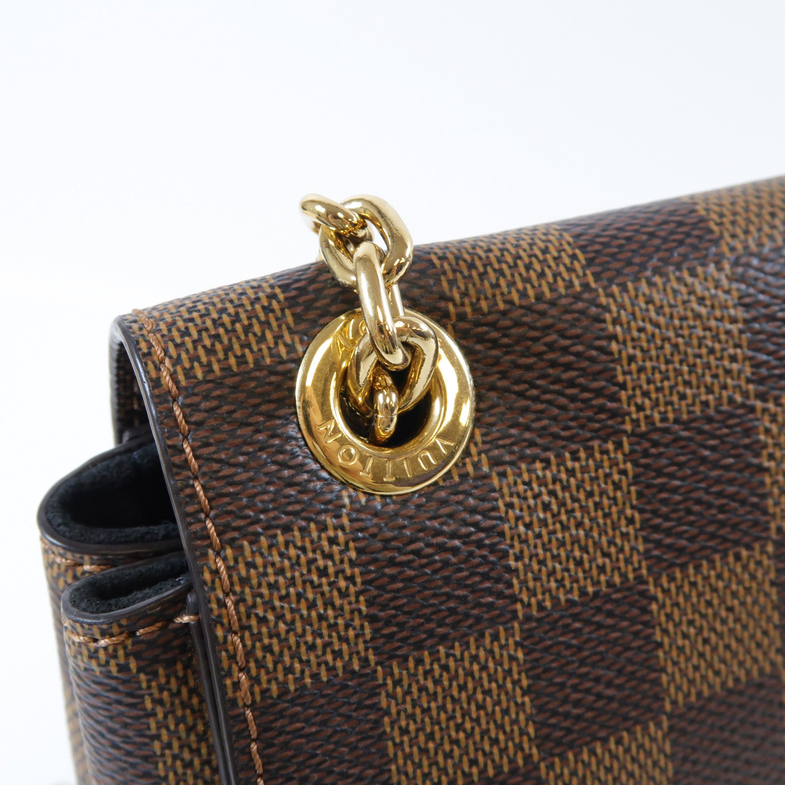 LOUIS VUITTON 【激減優惠】Damier Ebene Vavin PM金扣鏈帶肩背袋啡色