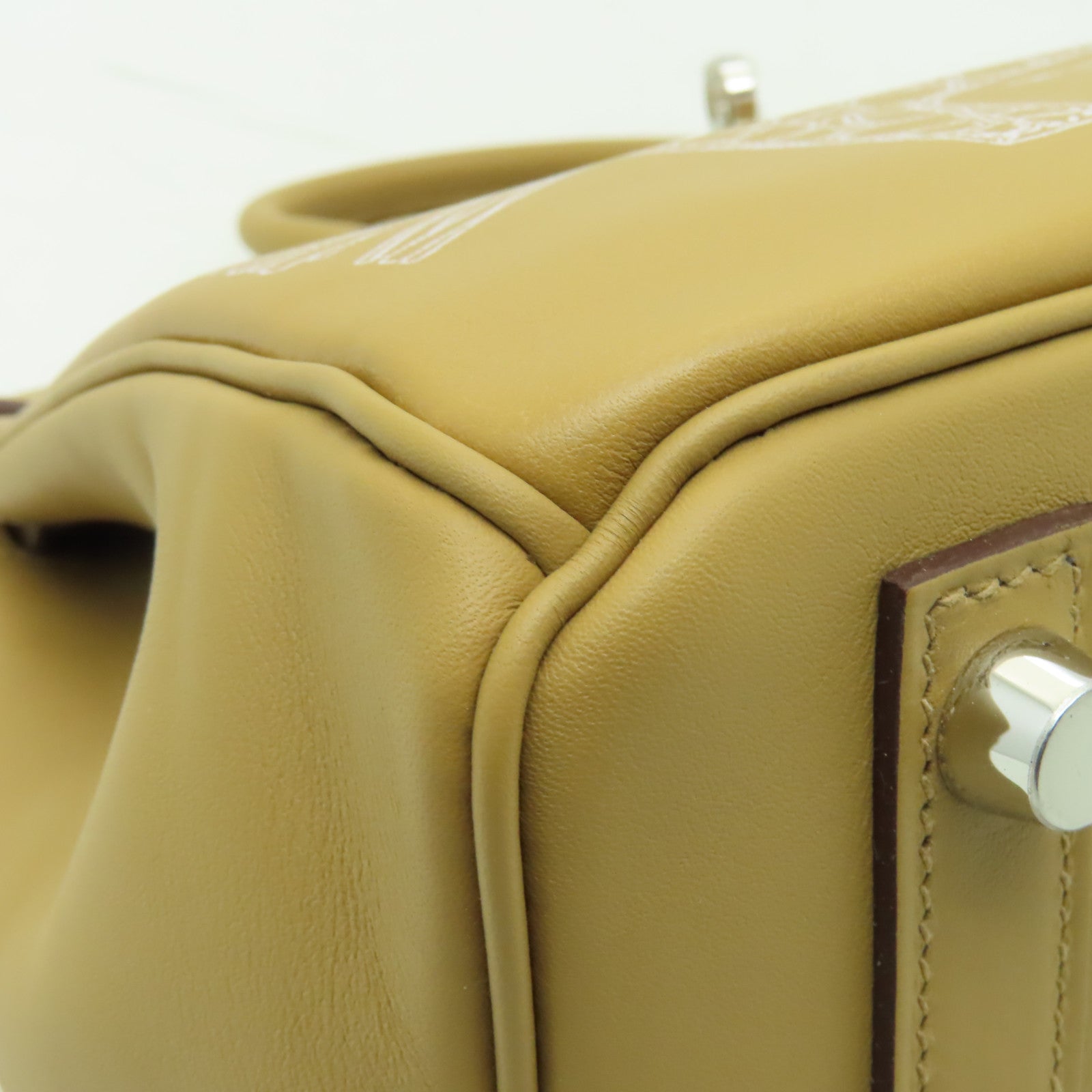 HERMES **【激減優惠】Swift皮革Birkin 25銀扣手挽袋Biscuit米色