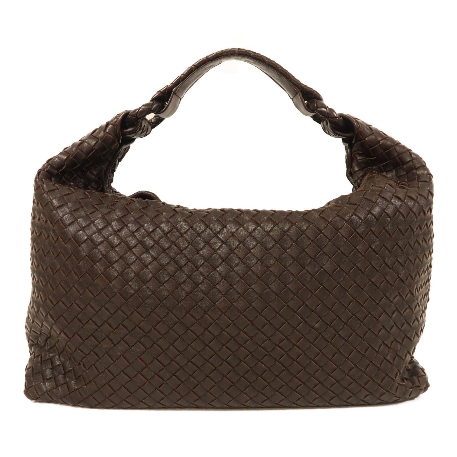 BOTTEGA VENETA 織紋皮革Shoulder Bag金扣肩背袋啡色