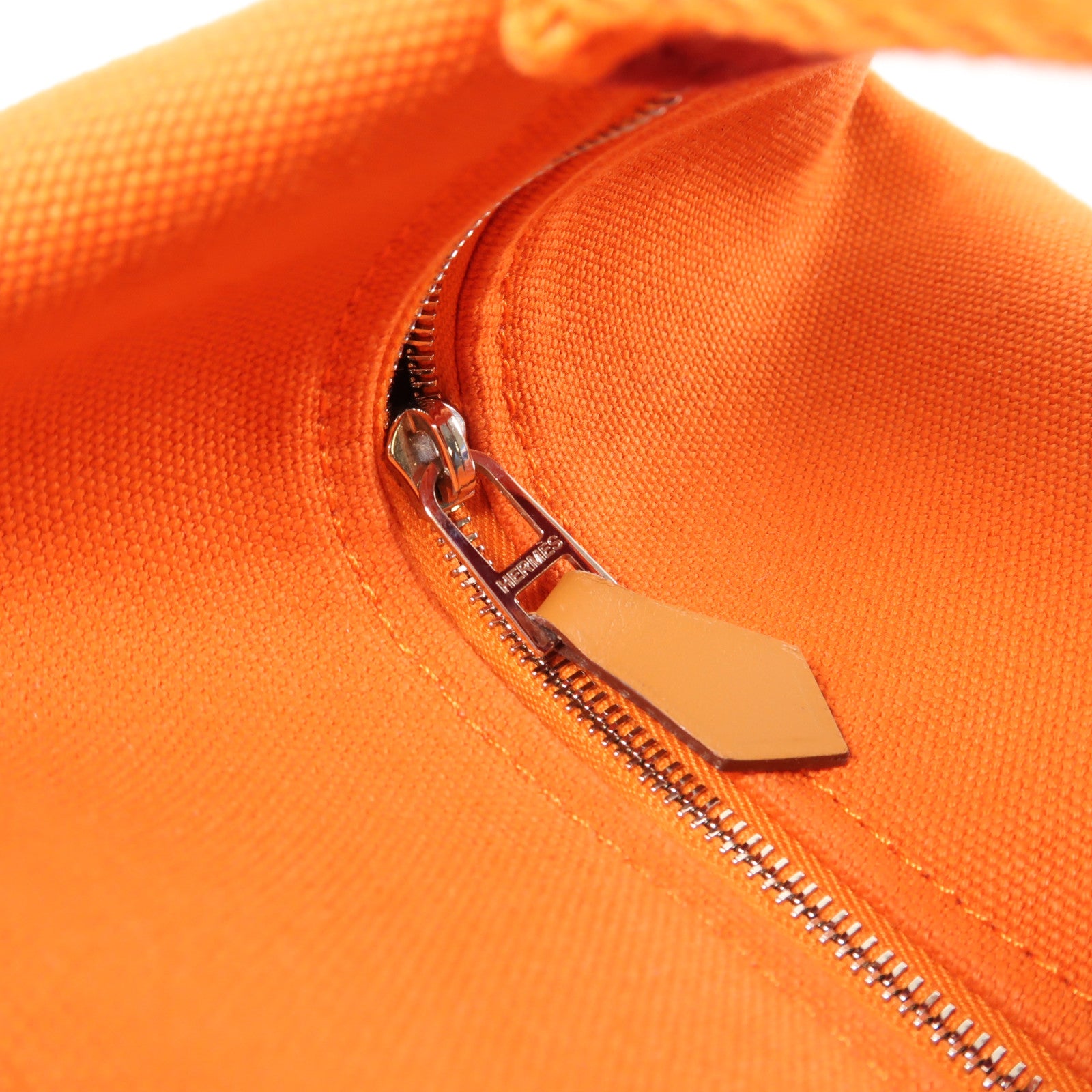 HERMES 帆布Bride-a-Brac Case銀扣手挽袋橙色