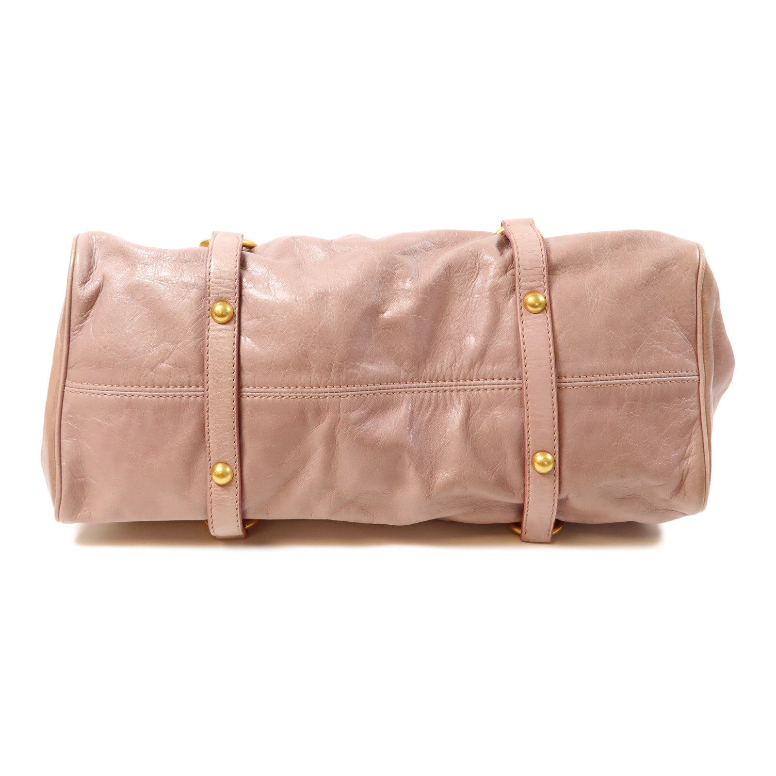 Miu Miu 【激減優惠】牛皮皮革2 Way Shoulder Bag金扣手挽肩背兩用袋粉紅色