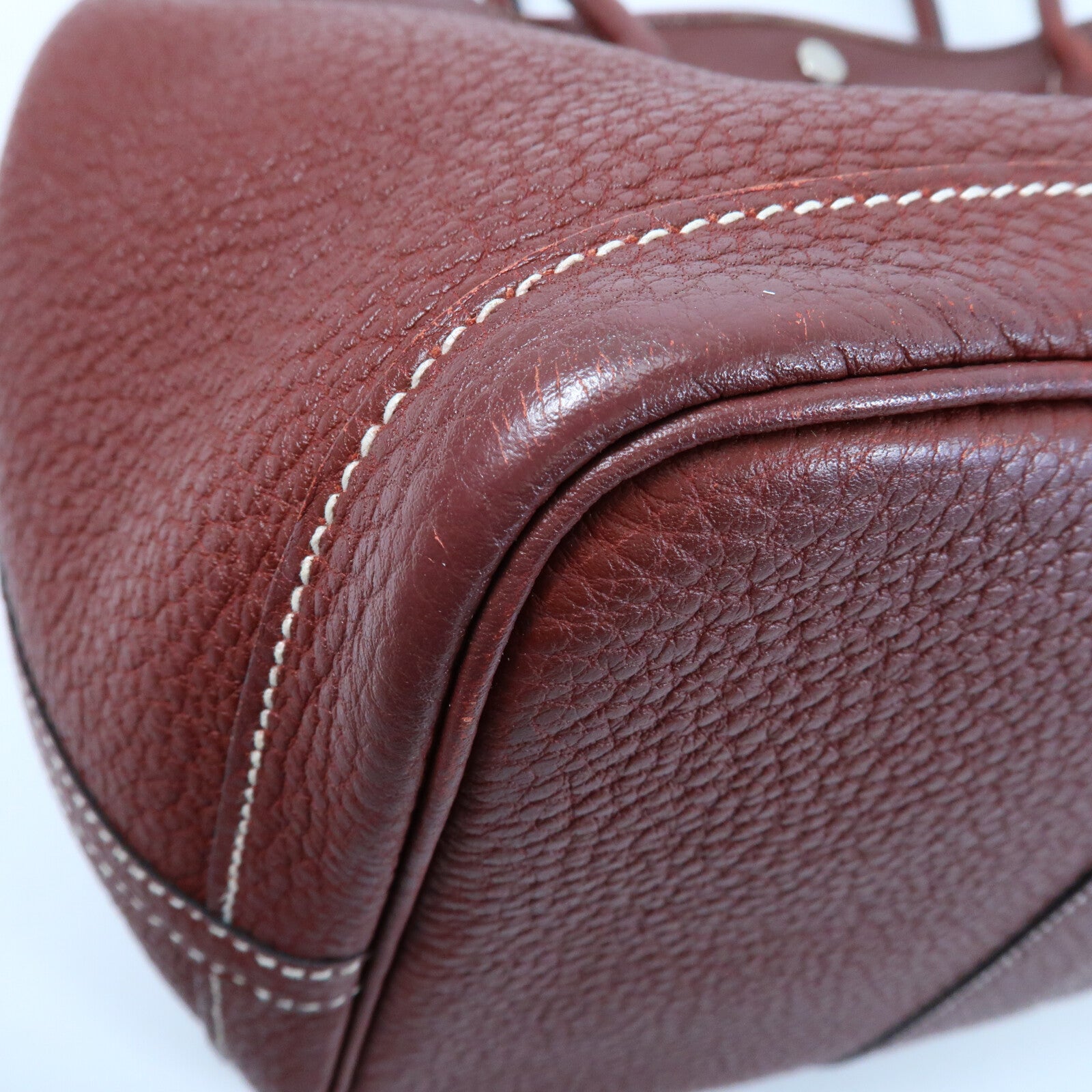 HERMES Negonda皮革Garden Party PM銀扣手挽袋Rouge H