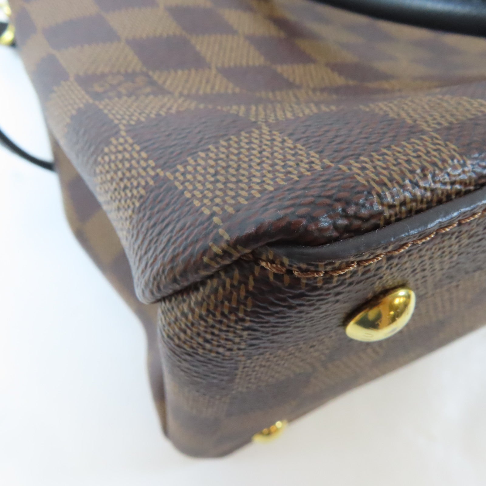 LOUIS VUITTON Damier Riverside金扣手挽肩背兩用袋啡色