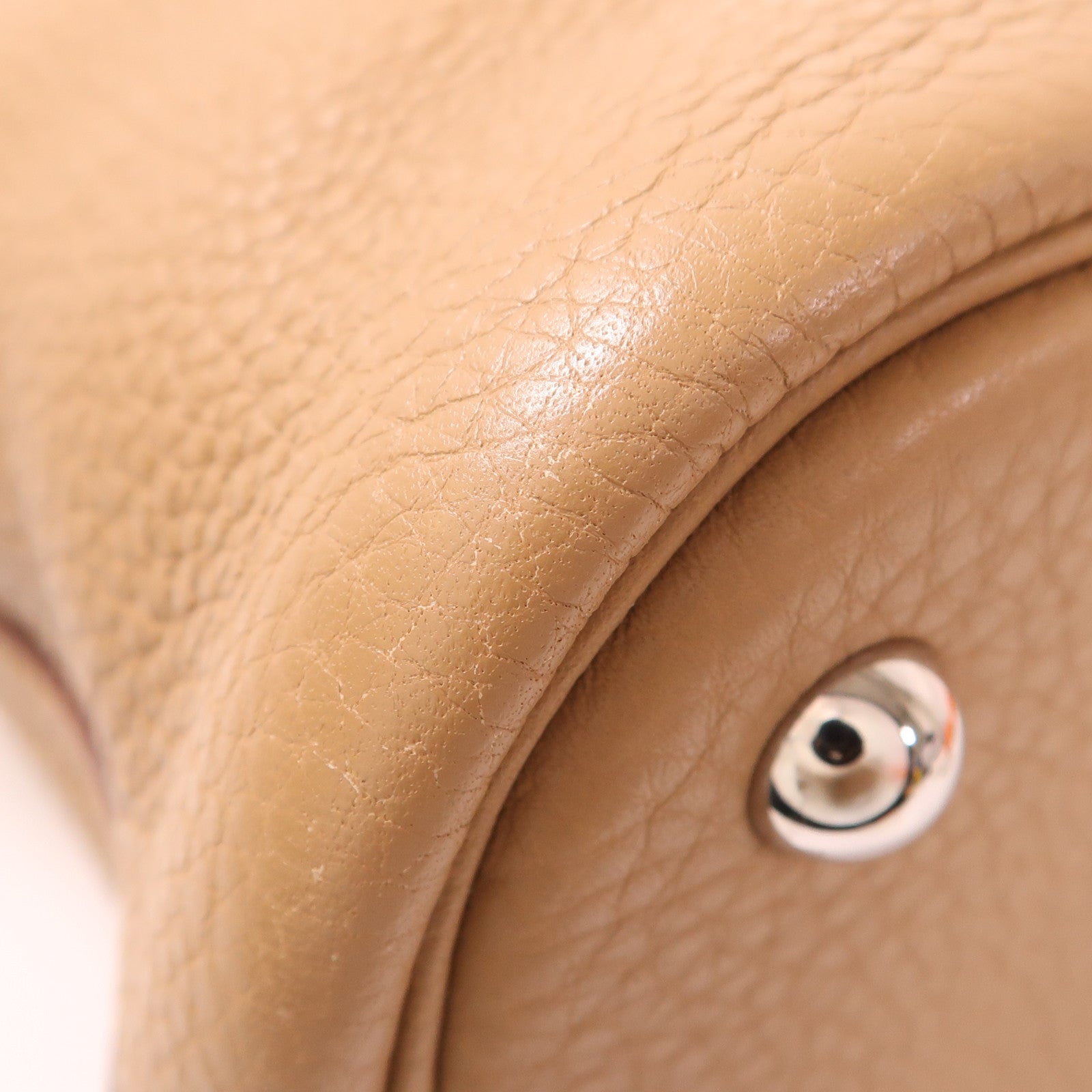 HERMES Clemence皮革Bolide 35銀扣手挽肩背兩用袋Tabac Camel