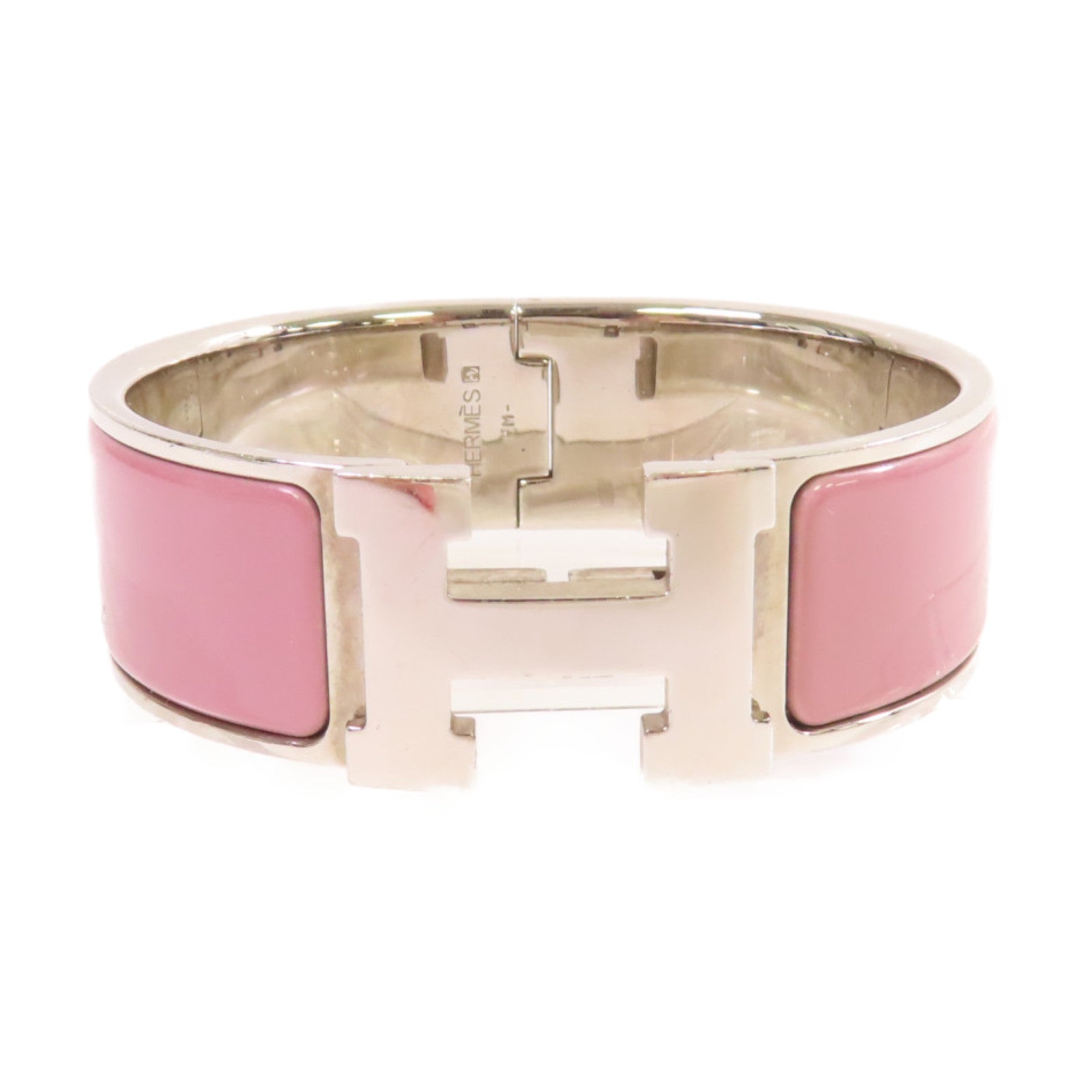 HERMES 金屬/琺瑯Clic Clac H Bracelet銀扣手鐲銀色/紫色