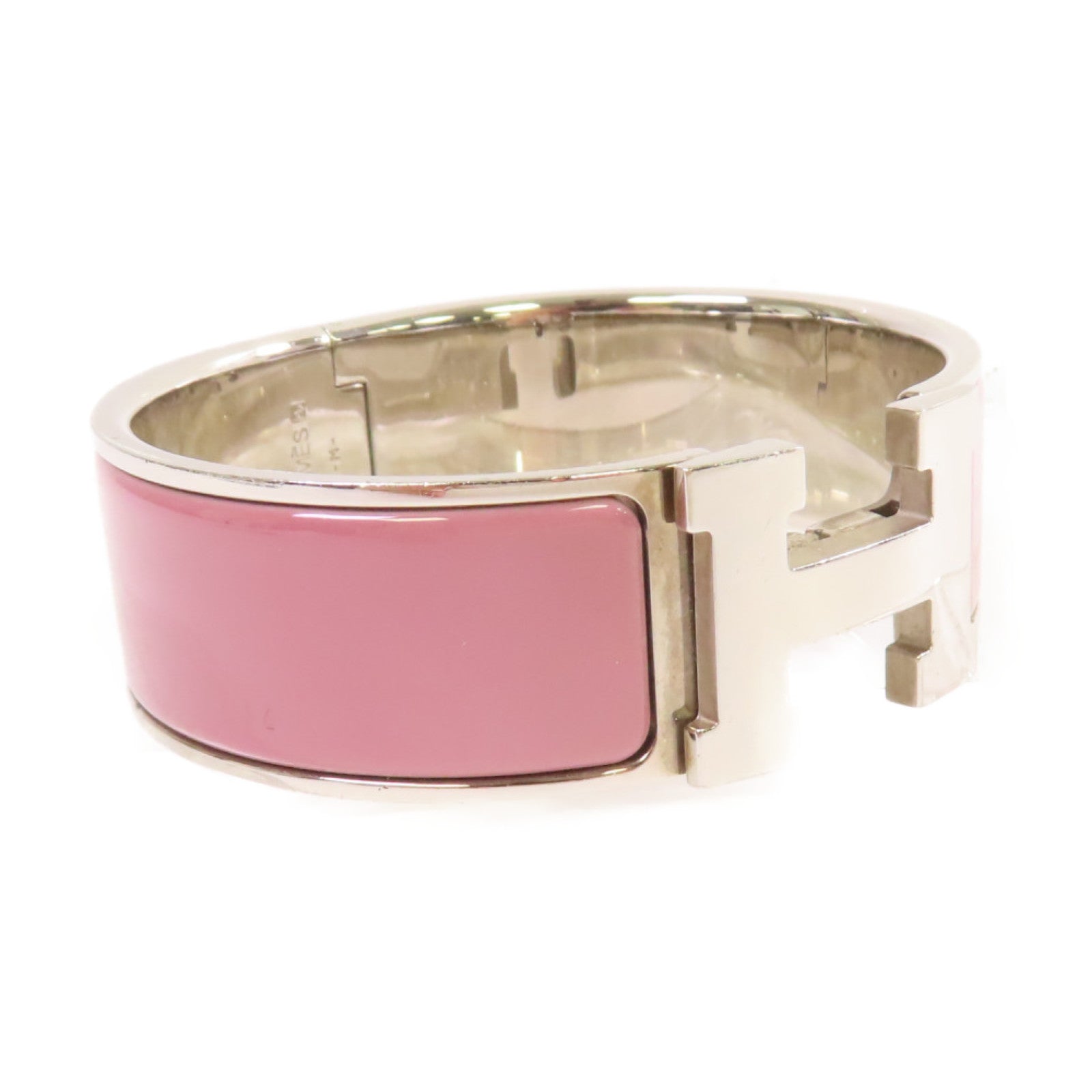 HERMES 金屬/琺瑯Clic Clac H Bracelet銀扣手鐲銀色/紫色