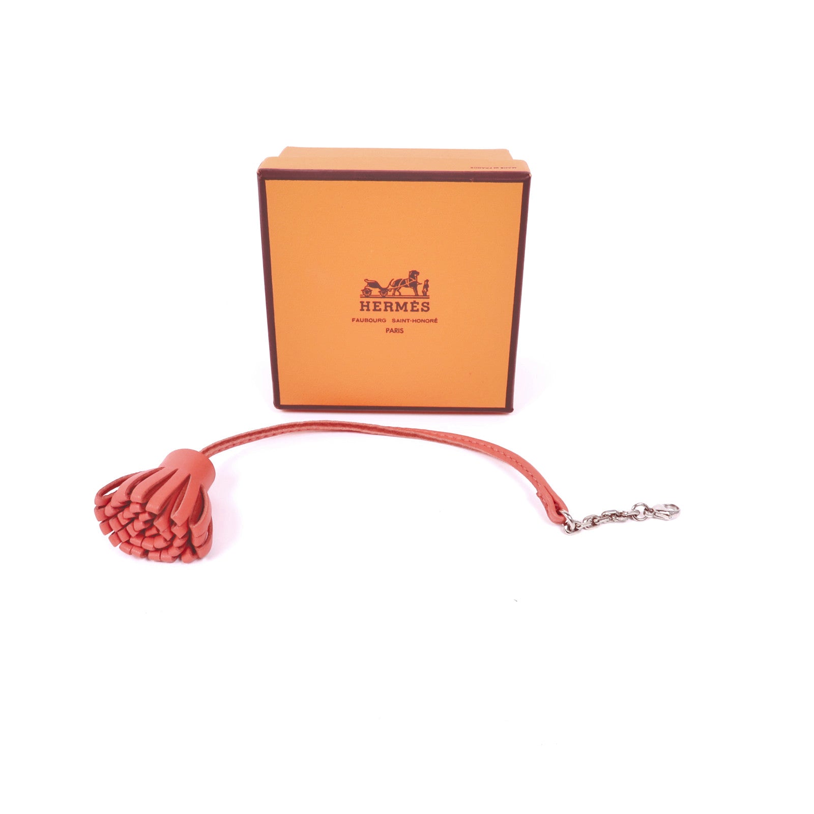 HERMES PHW Charm Vache Liegee Leather Orange