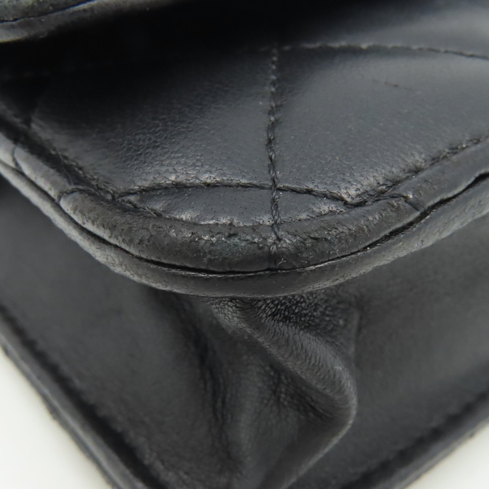 CHANEL 【激減優惠】菱格羊皮皮革WOC Wallet On Chain Shoulder Bag銀扣鏈帶肩背袋黑色