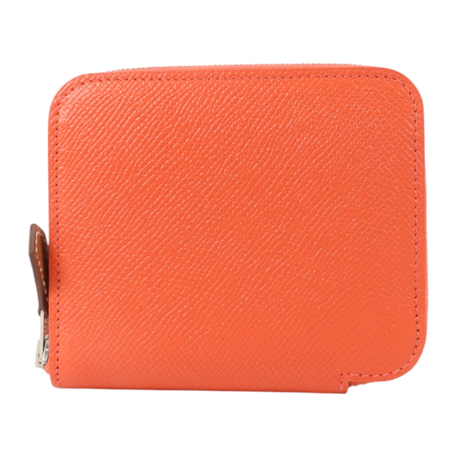 HERMES Epsom皮革Silk In Compact Wallet銀扣錢包Rouge Pivoine