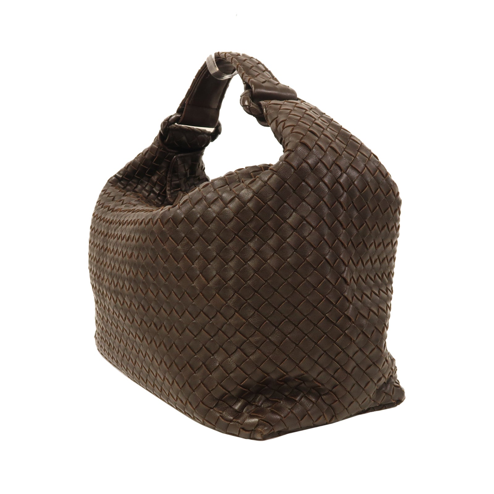 BOTTEGA VENETA 織紋皮革Shoulder Bag金扣肩背袋啡色