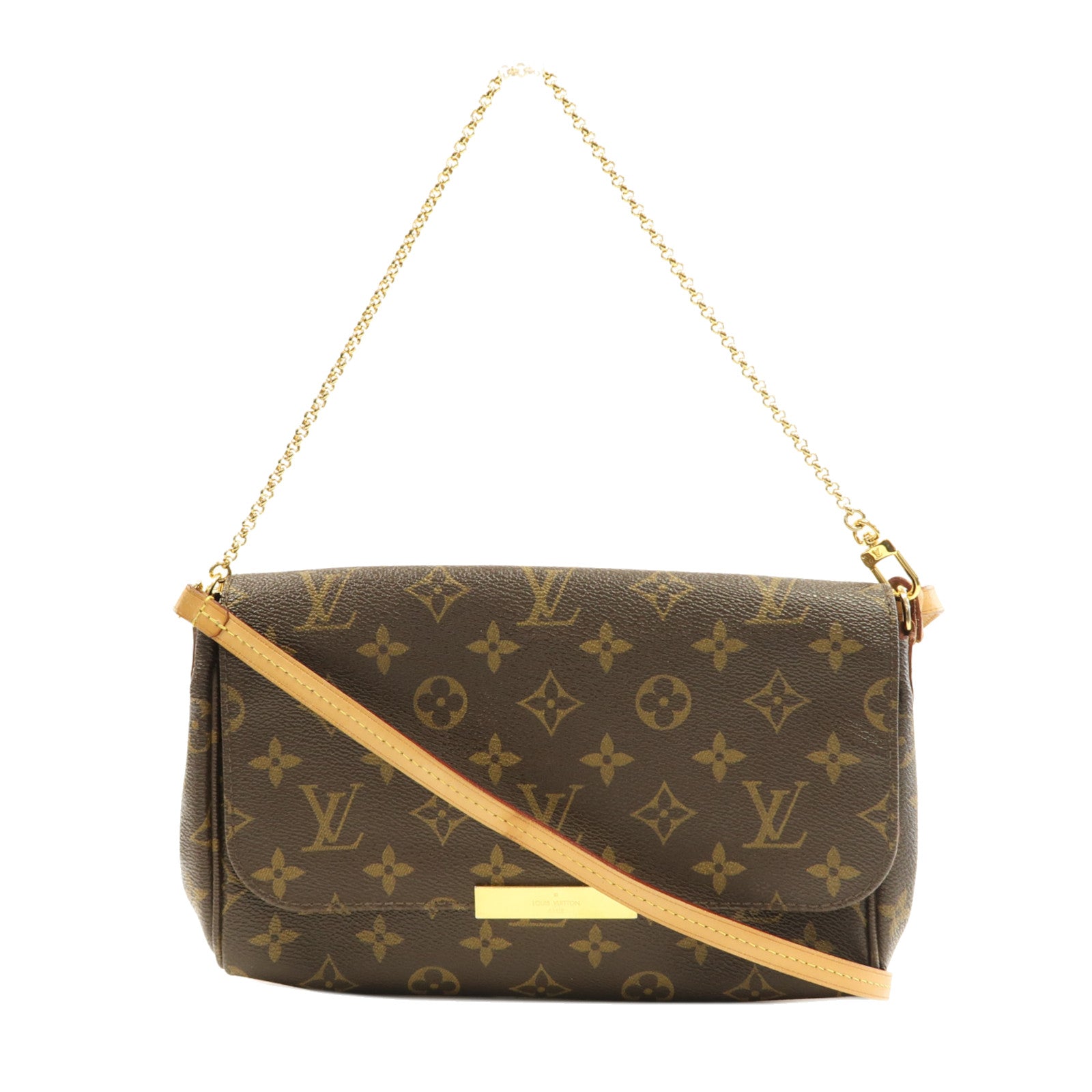 LOUIS VUITTON Monogram Favorite MM金扣手挽肩背兩用袋棕色