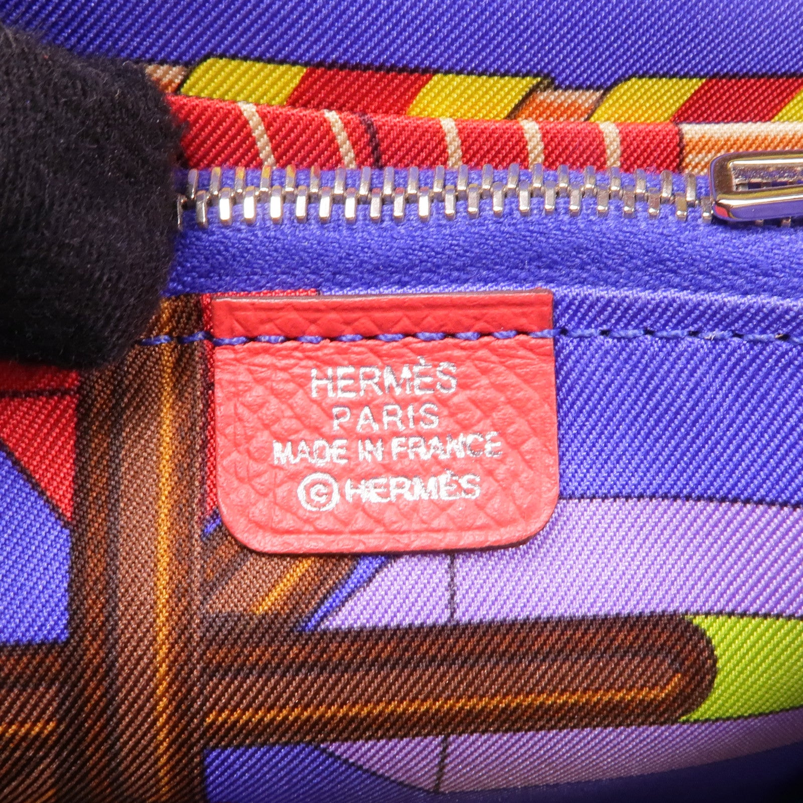 HERMES Epsom皮革Silk In Wallet銀扣錢包Bougainvillier