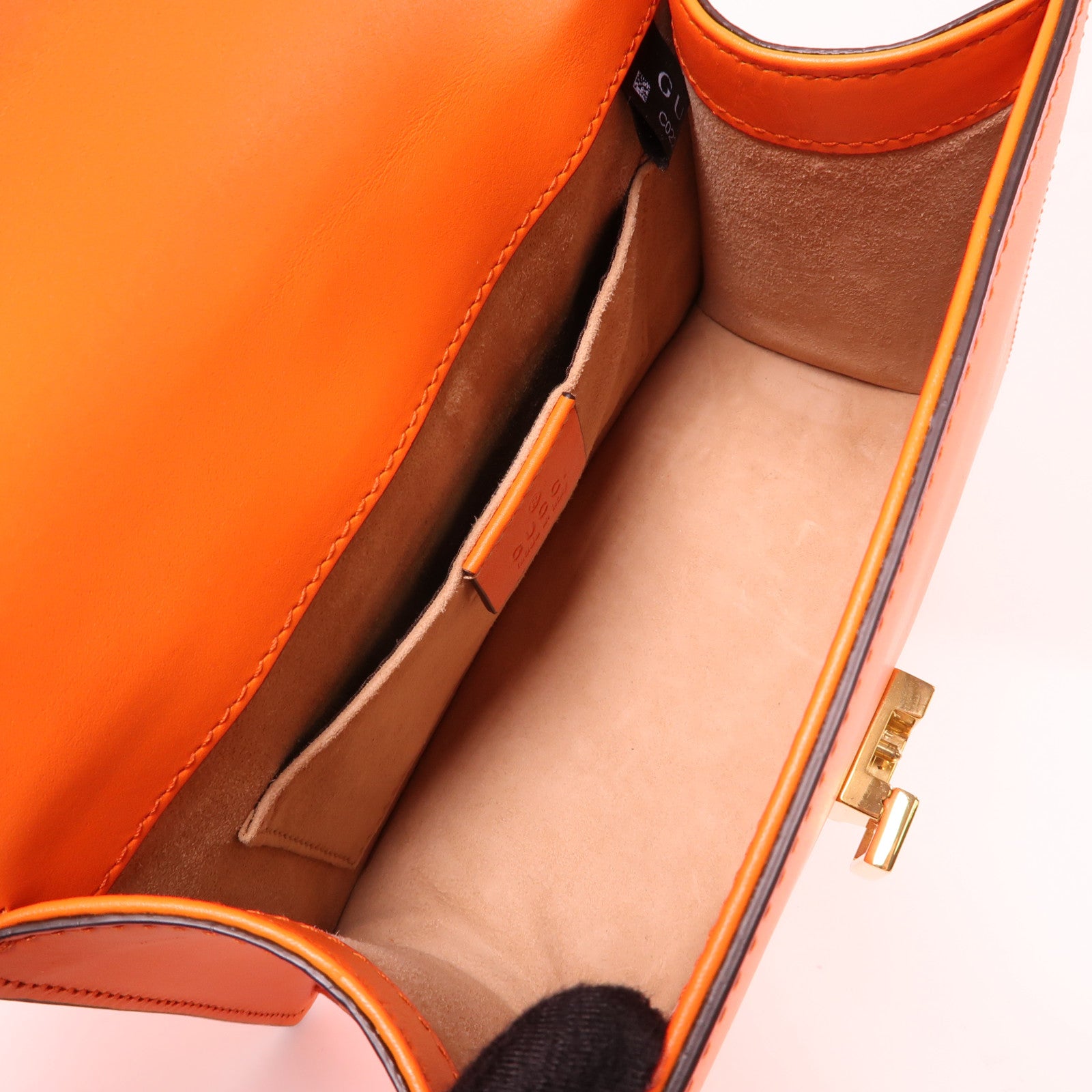 GUCCI 牛皮皮革Sylive Leather Mini Bag金扣手挽肩背兩用袋橙色