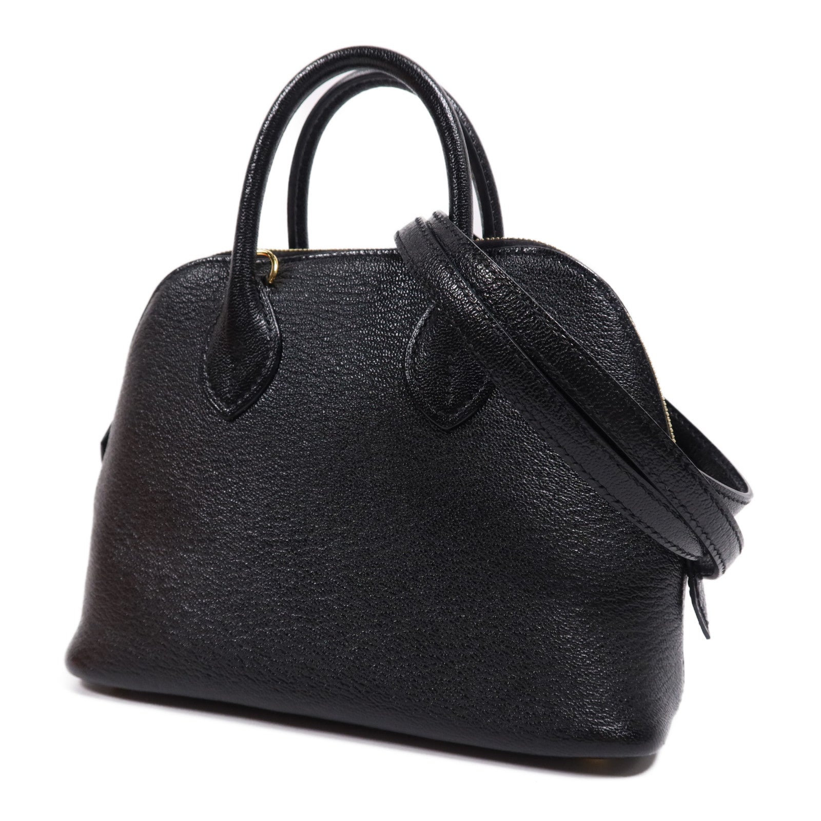 HERMES Chevre皮革Mini Bolide 1923金扣手挽肩背兩用袋Noir