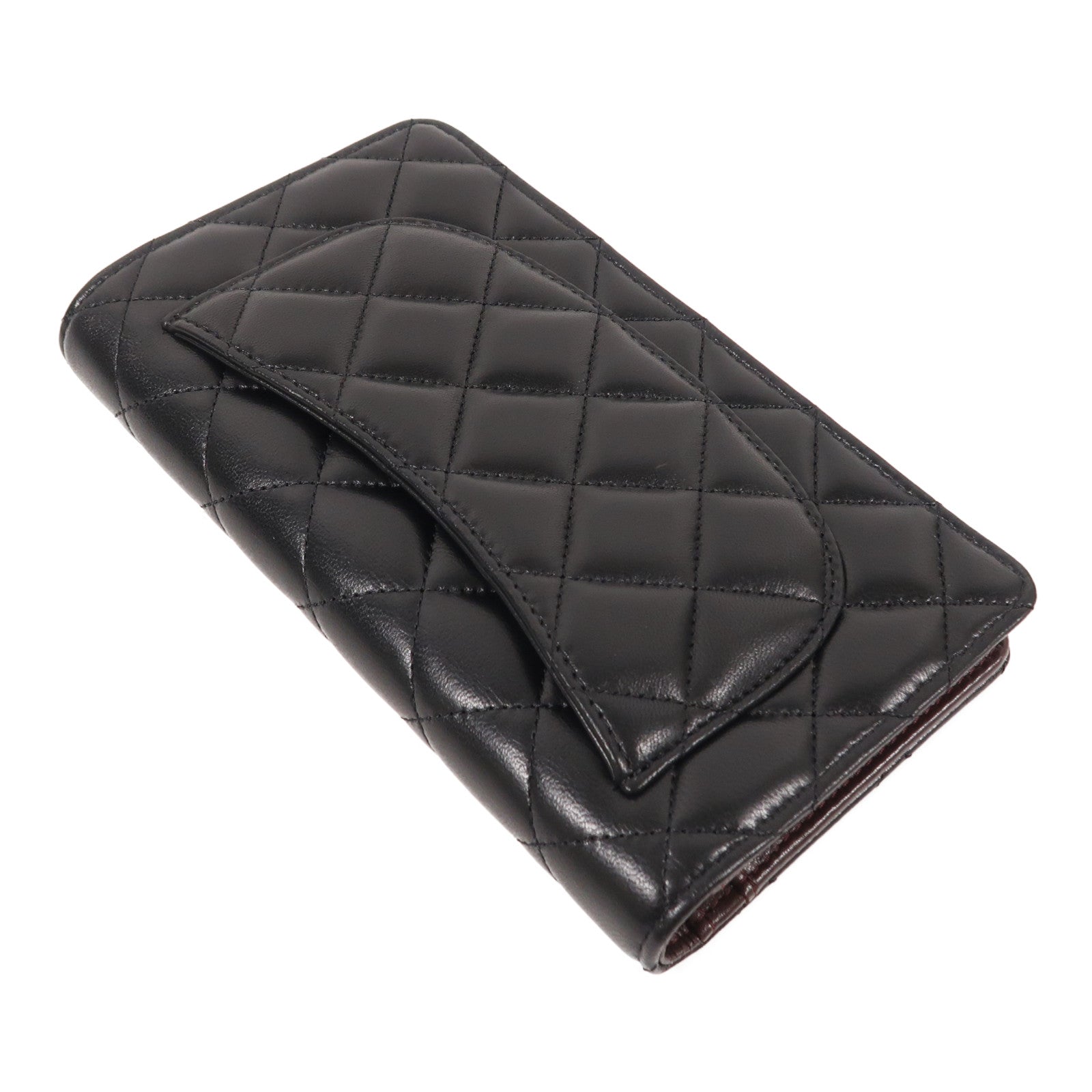 CHANEL 羊皮皮革Long Wallet金扣長錢包