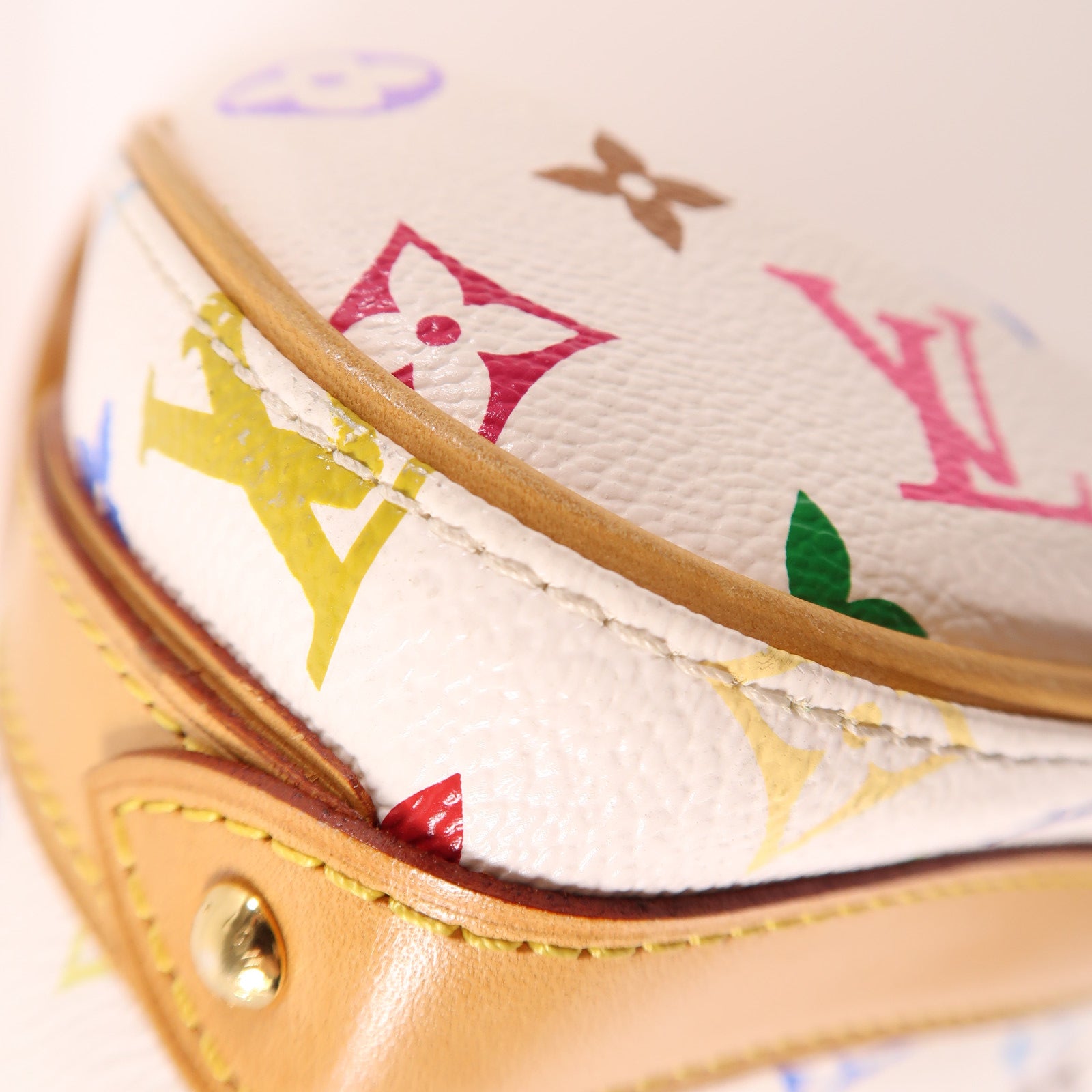 LOUIS VUITTON 塗層帆布Priscilla金扣手挽袋白色/彩色