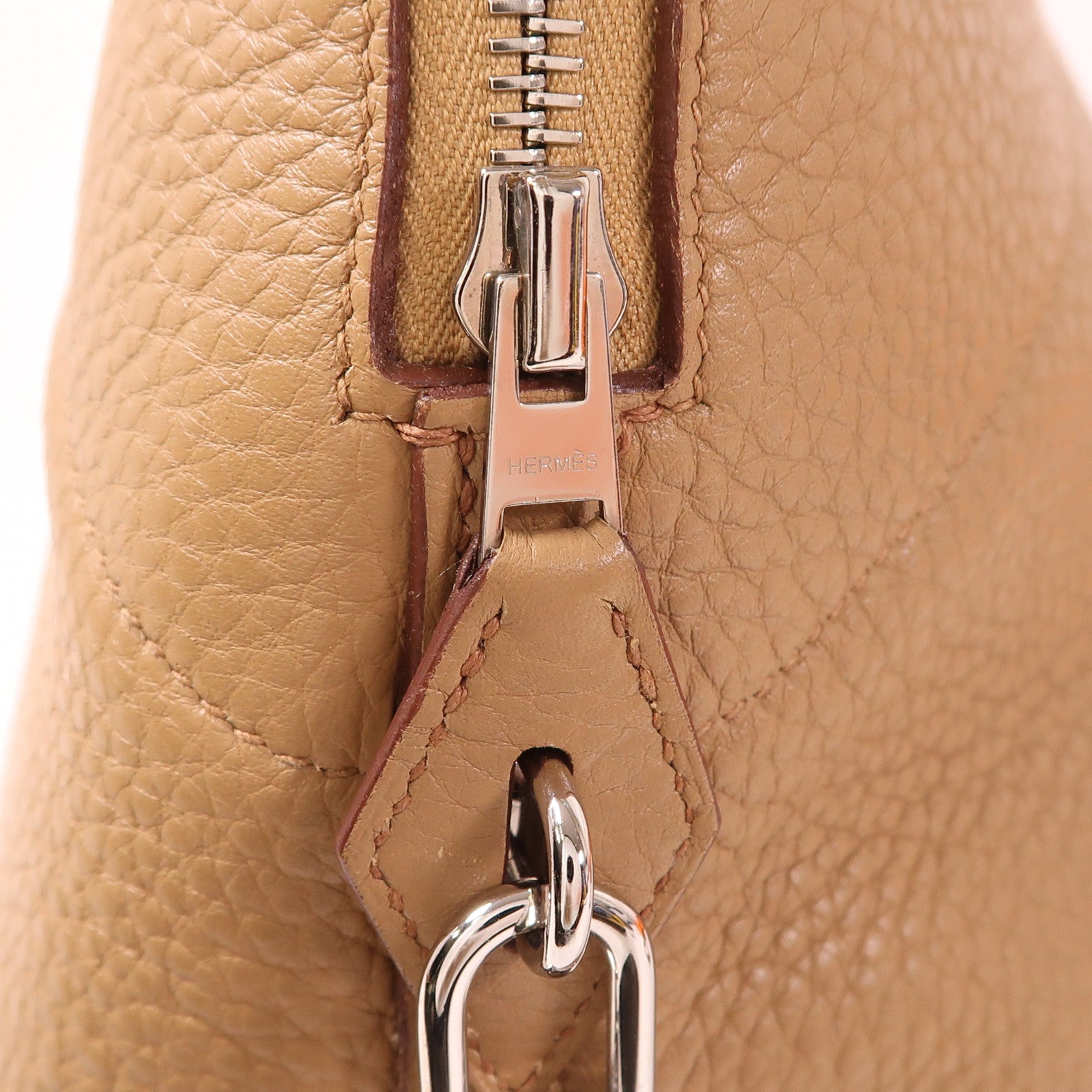 HERMES 【激減優惠】Clemence皮革Bolide 35銀扣手挽肩背兩用袋Tabac Camel