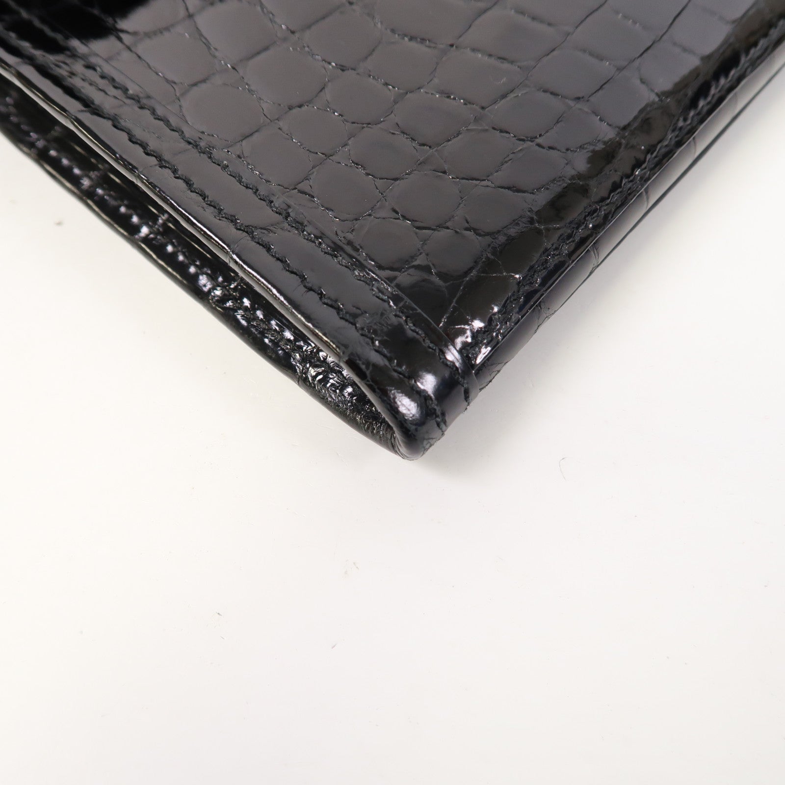 HERMES Croco Niloticus皮革Jije手拿包黑色