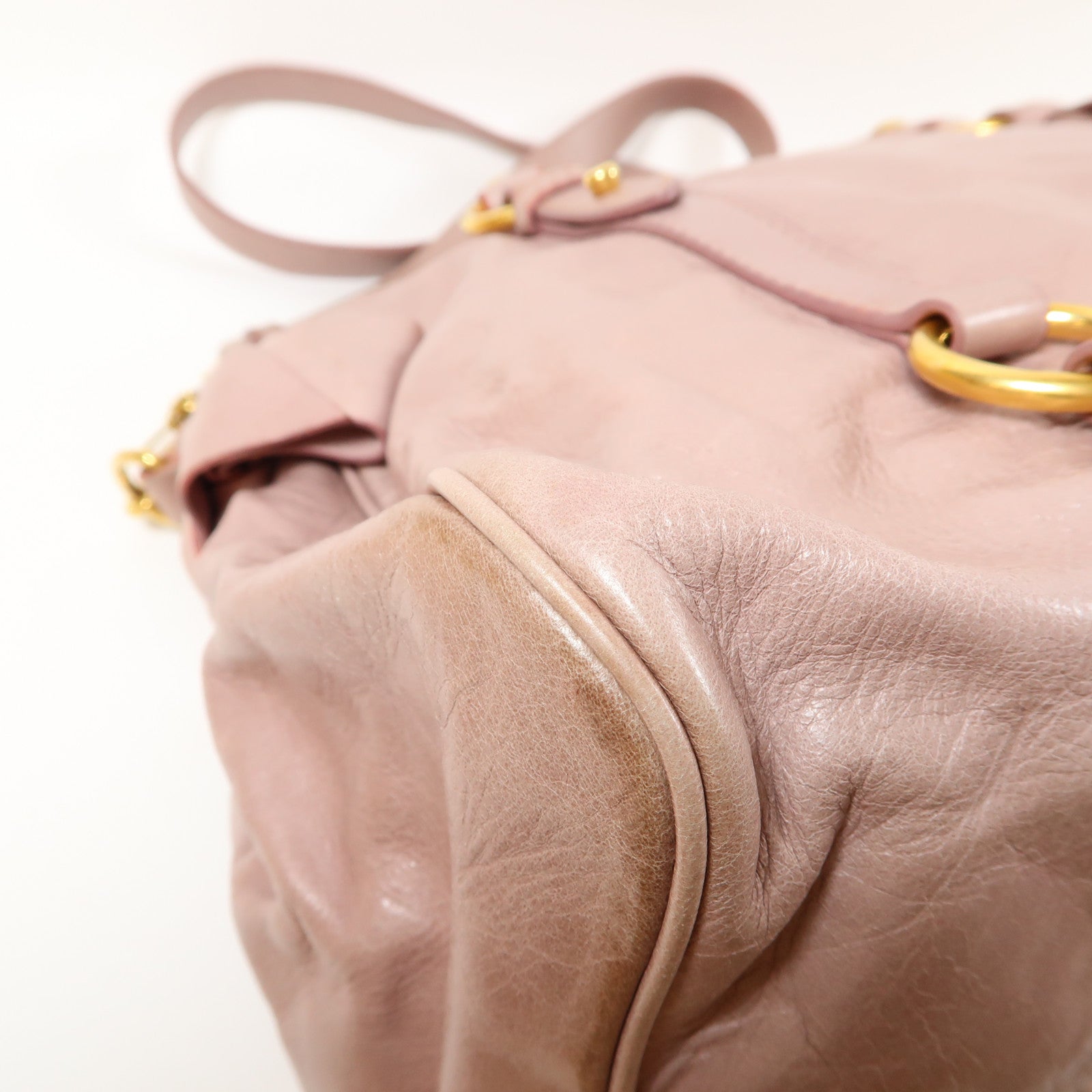 Miu Miu 【激減優惠】牛皮皮革2 Way Shoulder Bag金扣手挽肩背兩用袋粉紅色