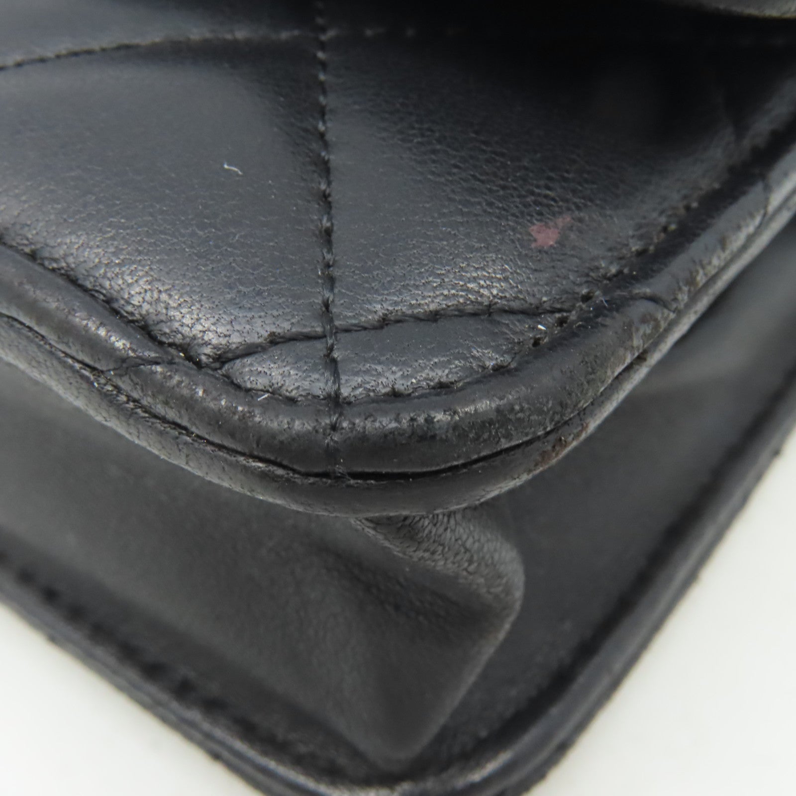 CHANEL 【激減優惠】菱格羊皮皮革WOC Wallet On Chain Shoulder Bag銀扣鏈帶肩背袋黑色