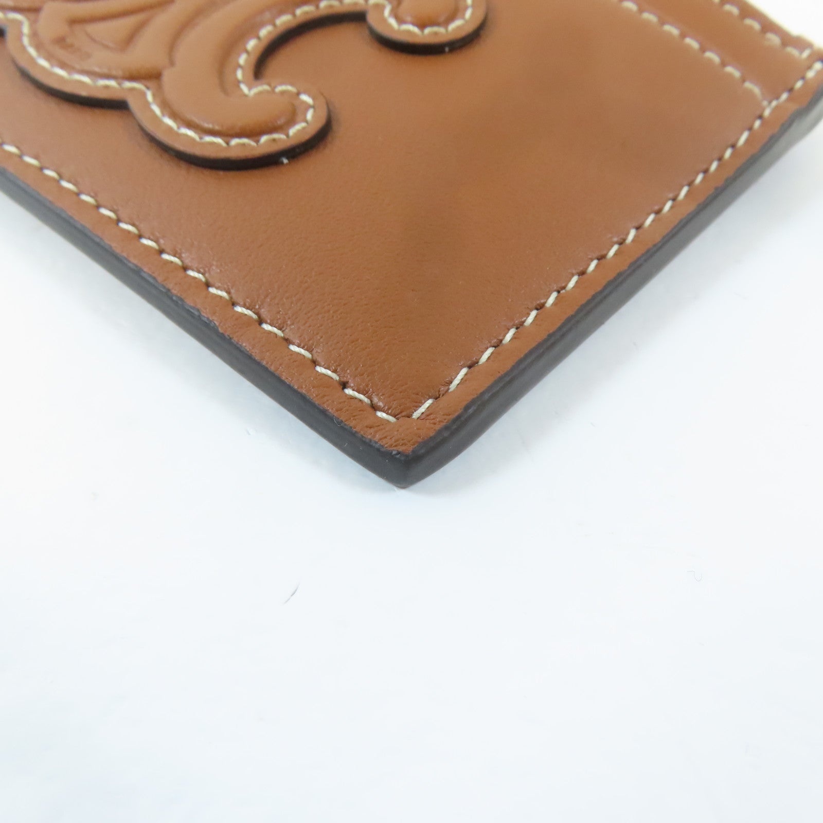 CELINE 羊皮皮革Card Case金扣卡片套啡色