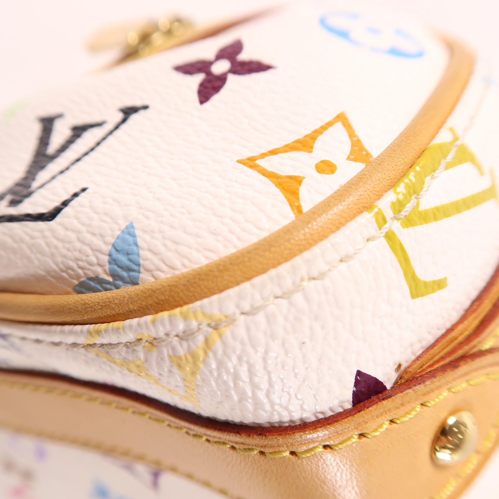 LOUIS VUITTON 塗層帆布Priscilla金扣手挽袋白色/彩色