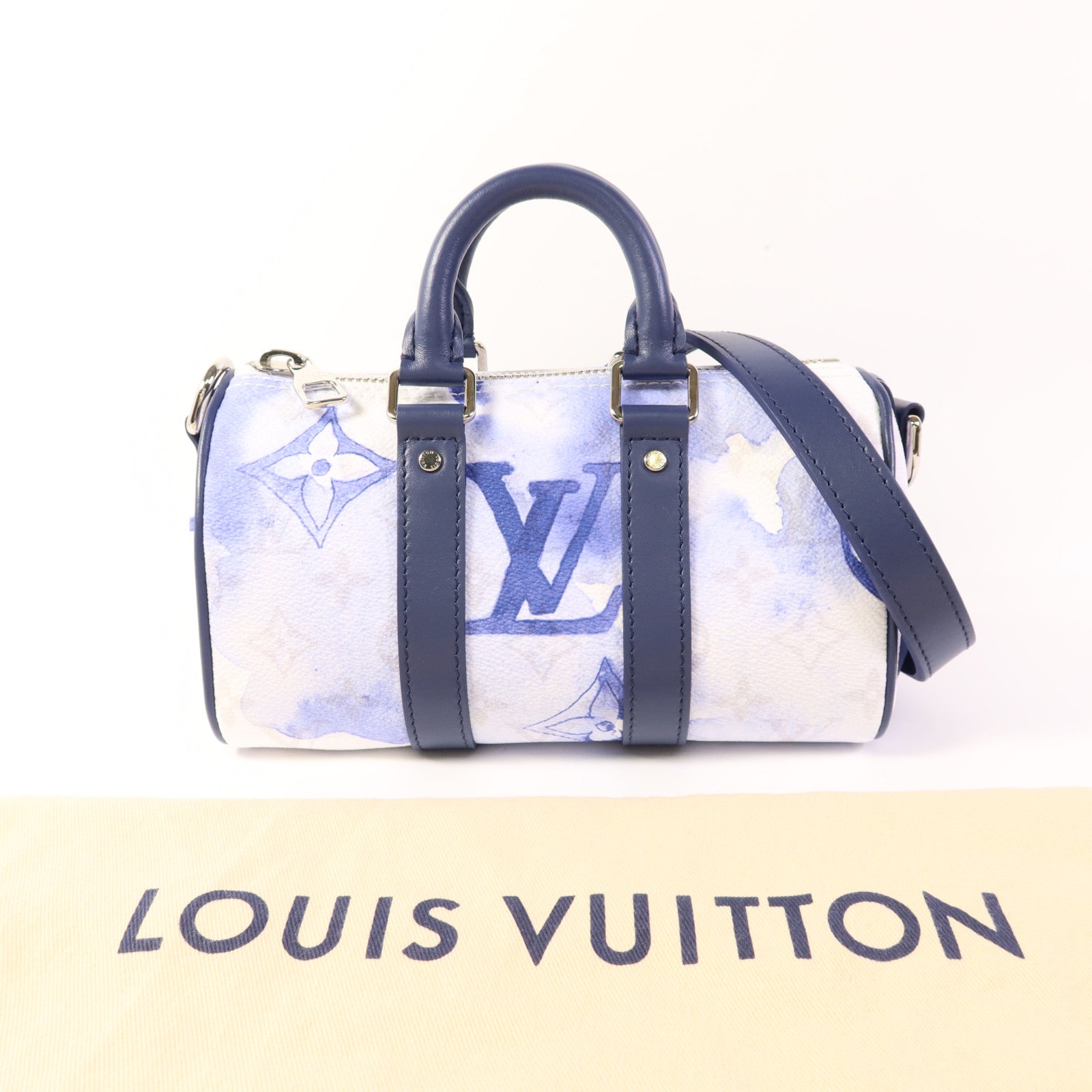 LOUIS VUITTON Watercolor Monogram Keepall XS銀扣手挽肩背兩用袋