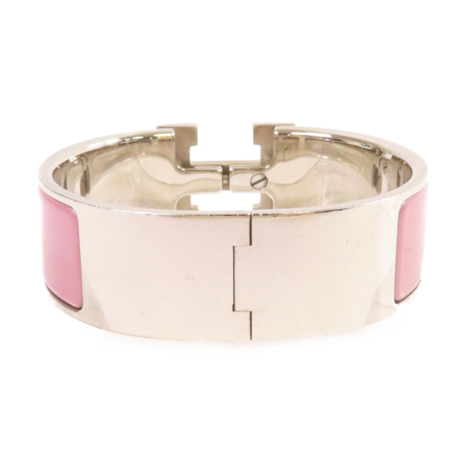 HERMES 金屬/琺瑯Clic Clac H Bracelet銀扣手鐲銀色/紫色