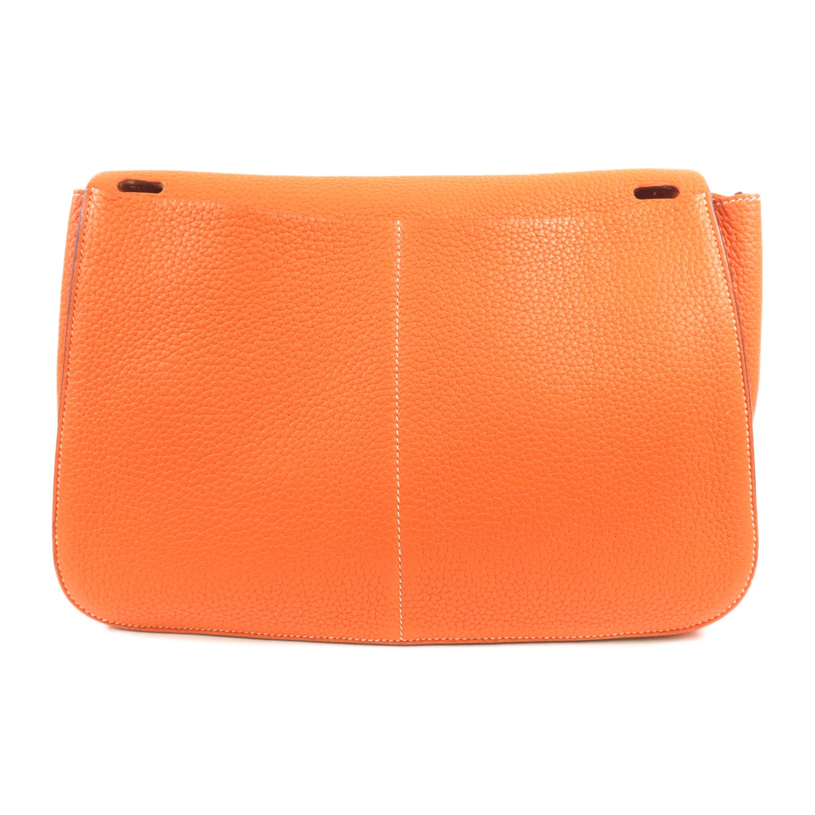 HERMES Clemence皮革Halzan 31銀扣手挽肩背兩用袋Orange