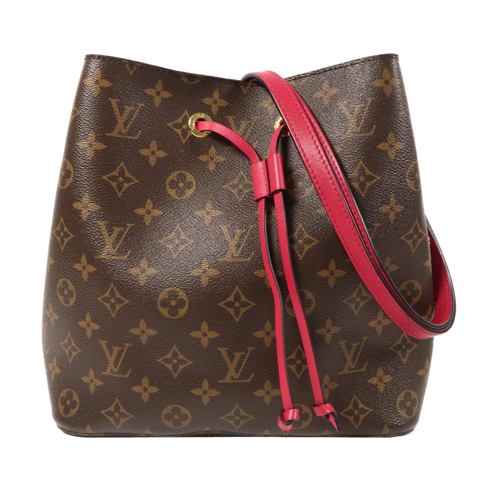 LOUIS VUITTON Monogram Neo Noe金扣肩背袋啡色/紅色