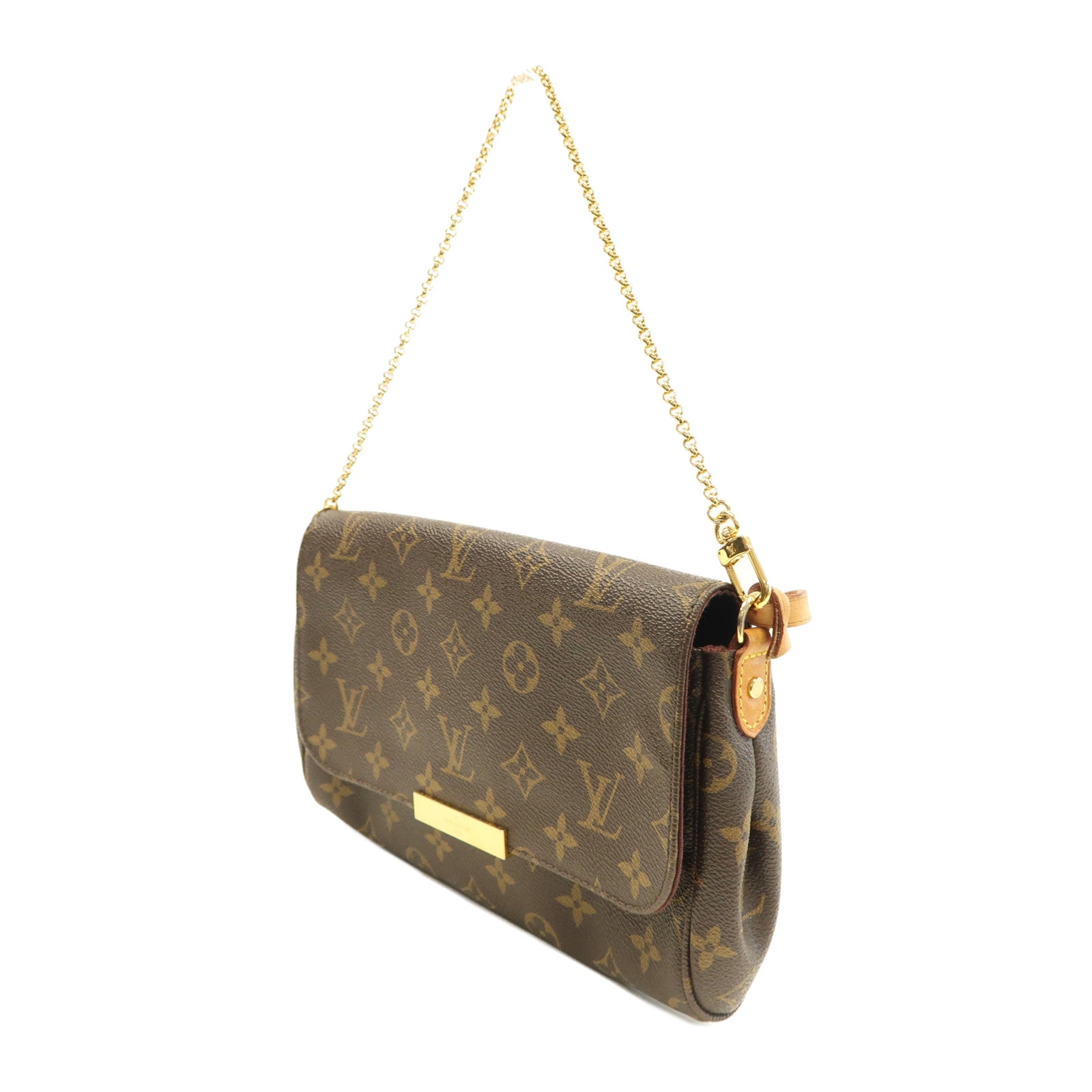 LOUIS VUITTON Monogram Favorite MM金扣手挽肩背兩用袋棕色